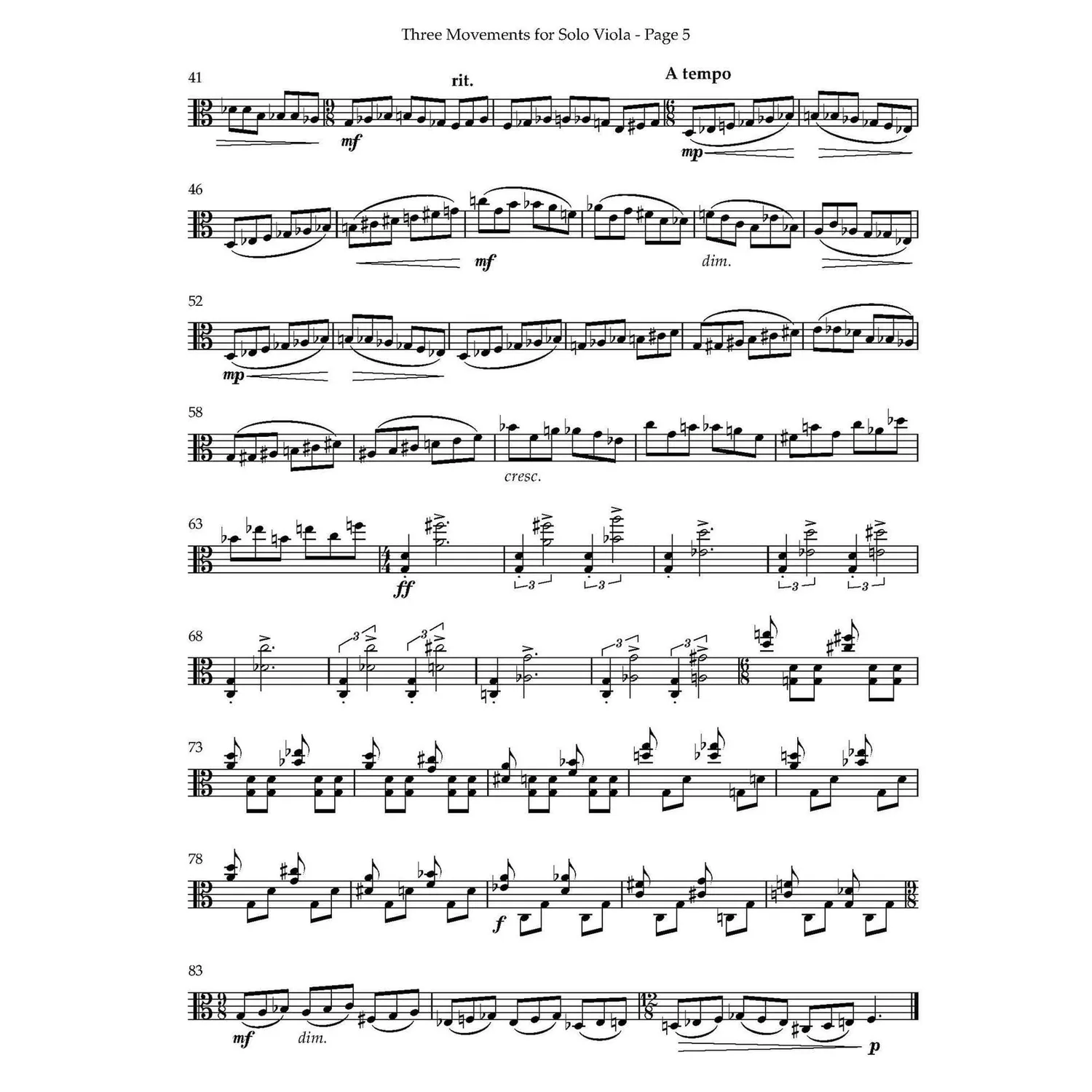 DuBois 3 Mouvements Solo-Bratsche Noten Download solo