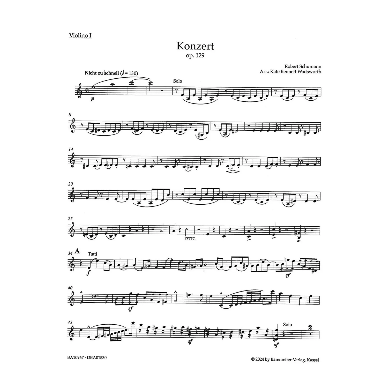 Bärenreiter Schumann Cellokonzert a-moll op. 129 Noten