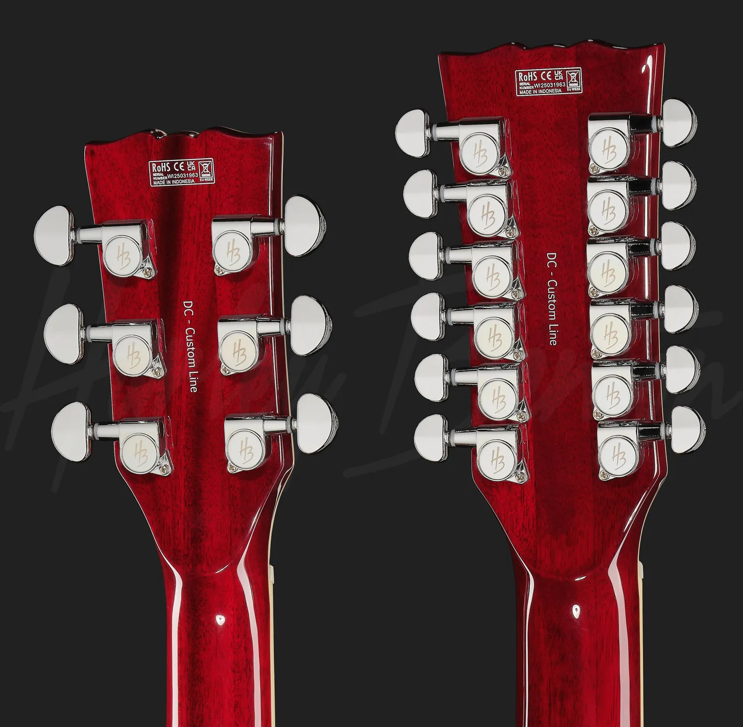 Harley Benton Vintage DC-Custom II 612 Cherry Doppelhals-Gitarre