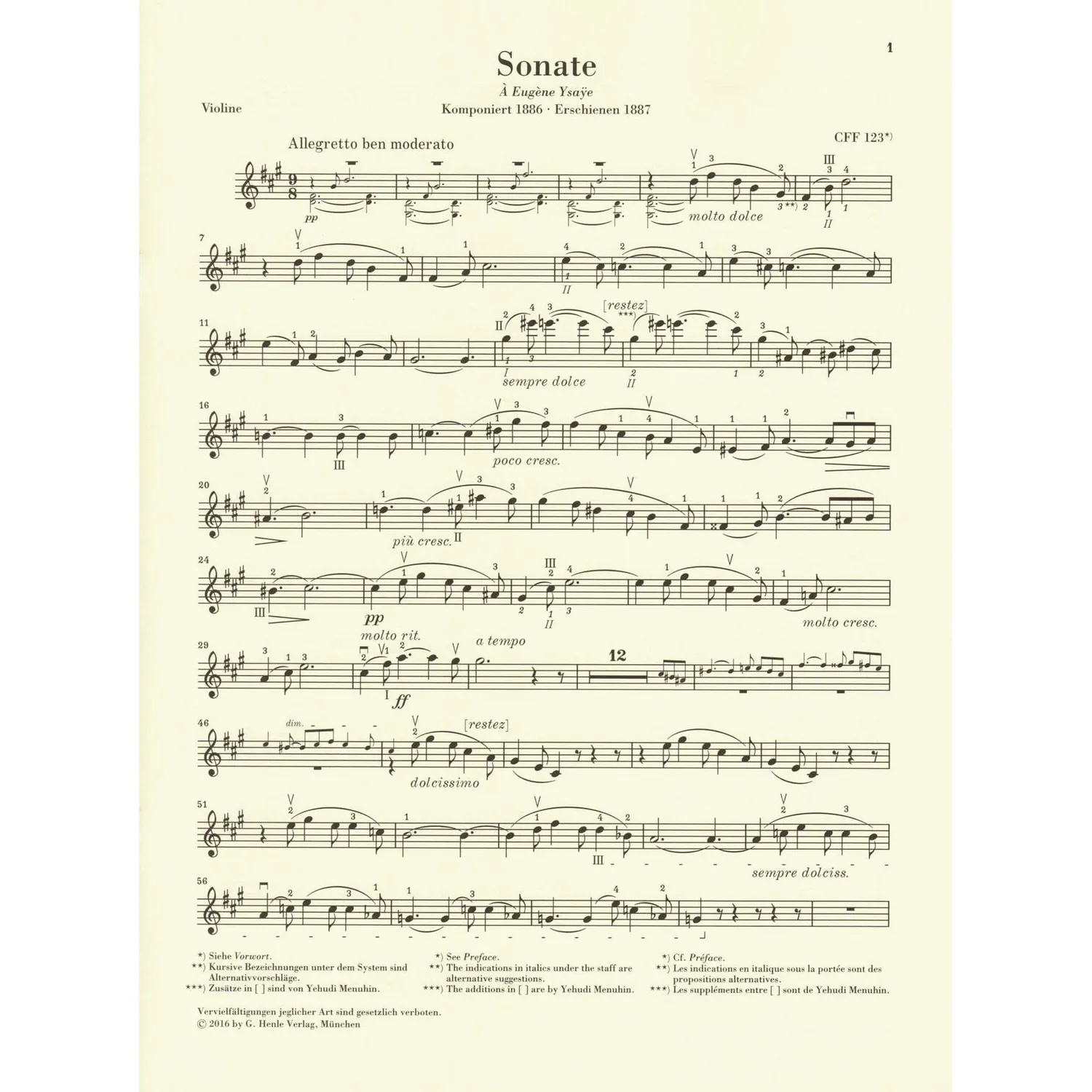 Franck Sonate A-Dur Violine Noten Henle Urtext