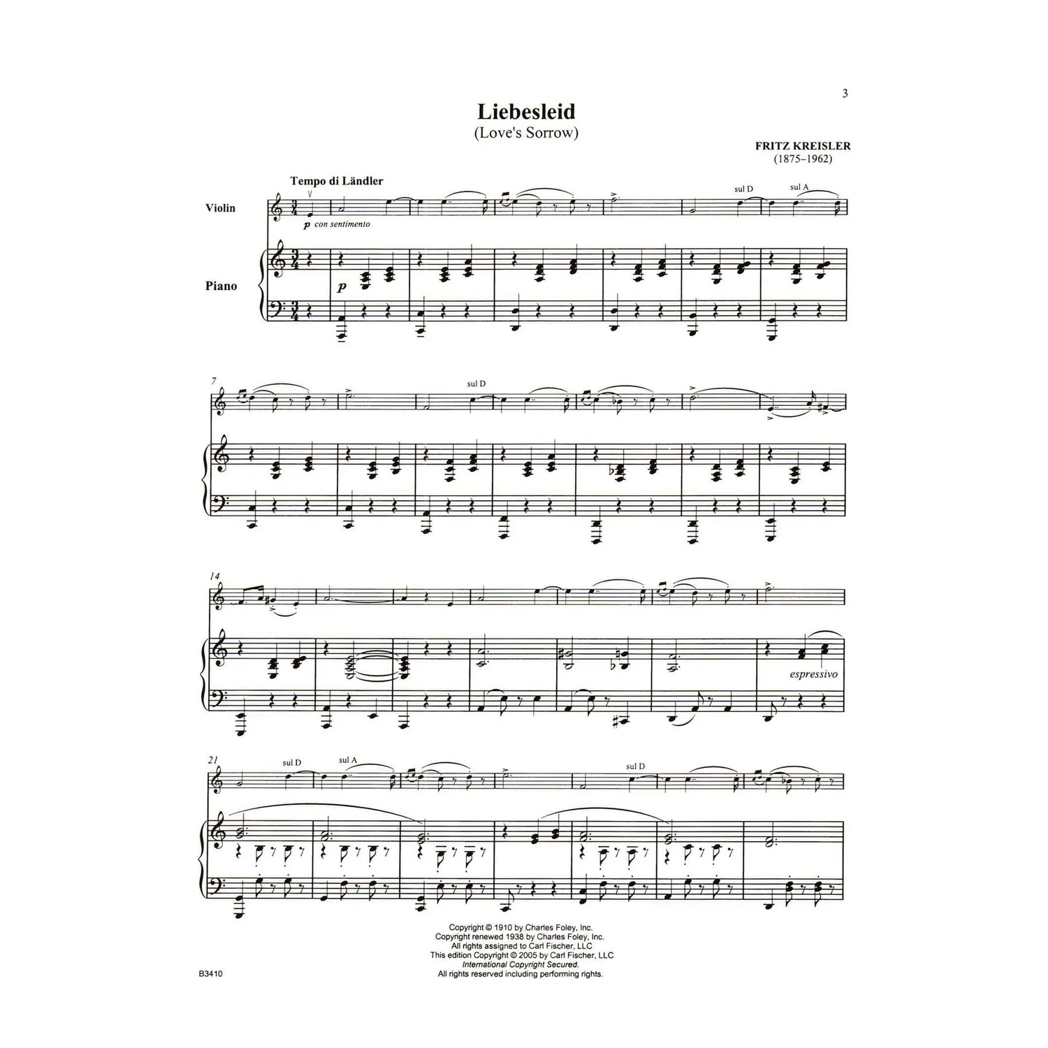 Shar Music Kreisler Liebesleid Violine Klavier Noten