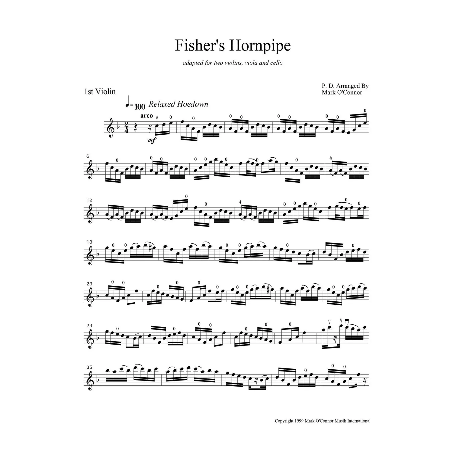 Mark O'Connor Fisher's Hornpipe Noten Violine 1 Download
