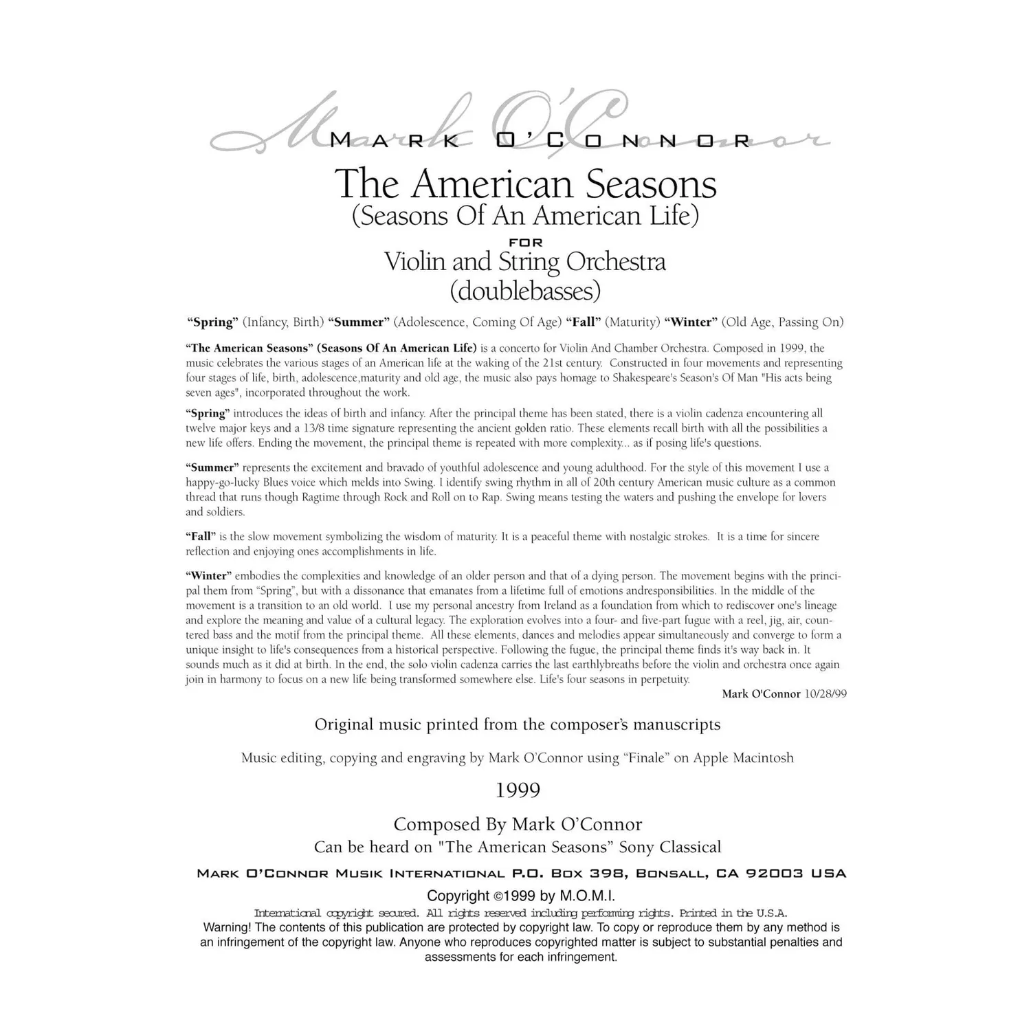 Shar O'Connor American Seasons Kontrabass Download