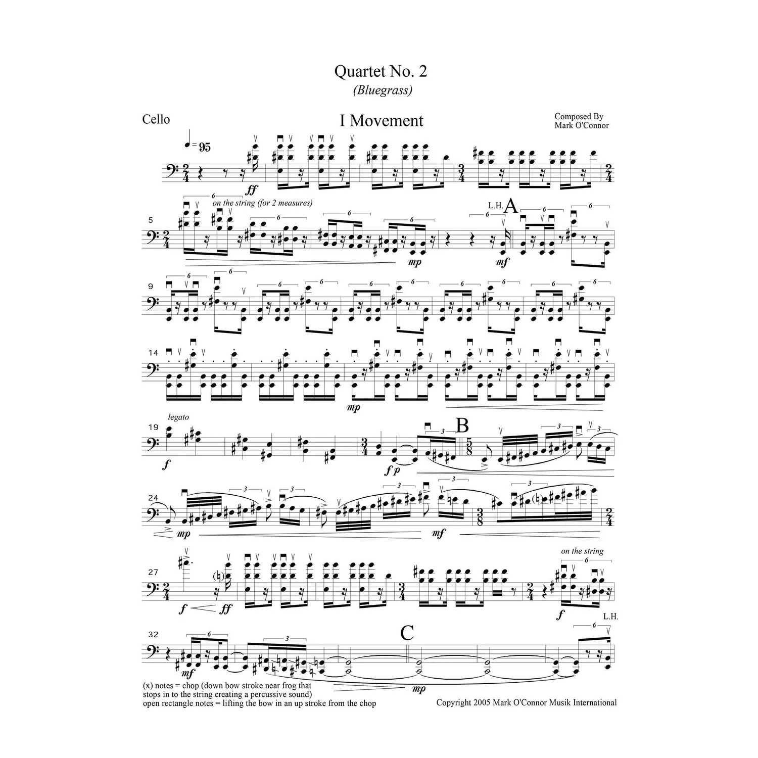 Mark OConnor Quartet No 2 Cello-Stimme Download Bluegrass