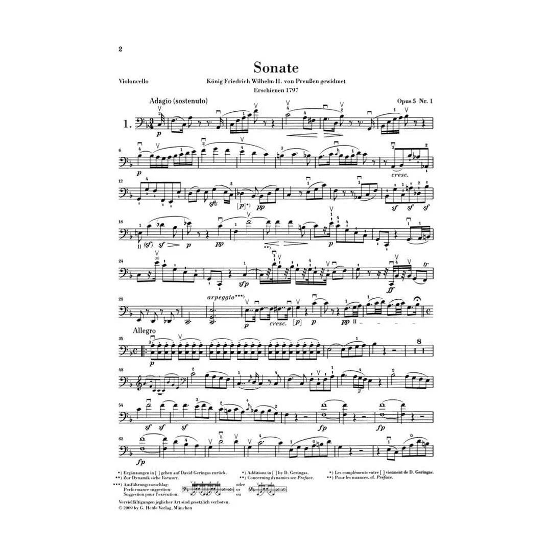 Beethoven Cellosonaten Henle Noten Cello Klavier Urtext komplett