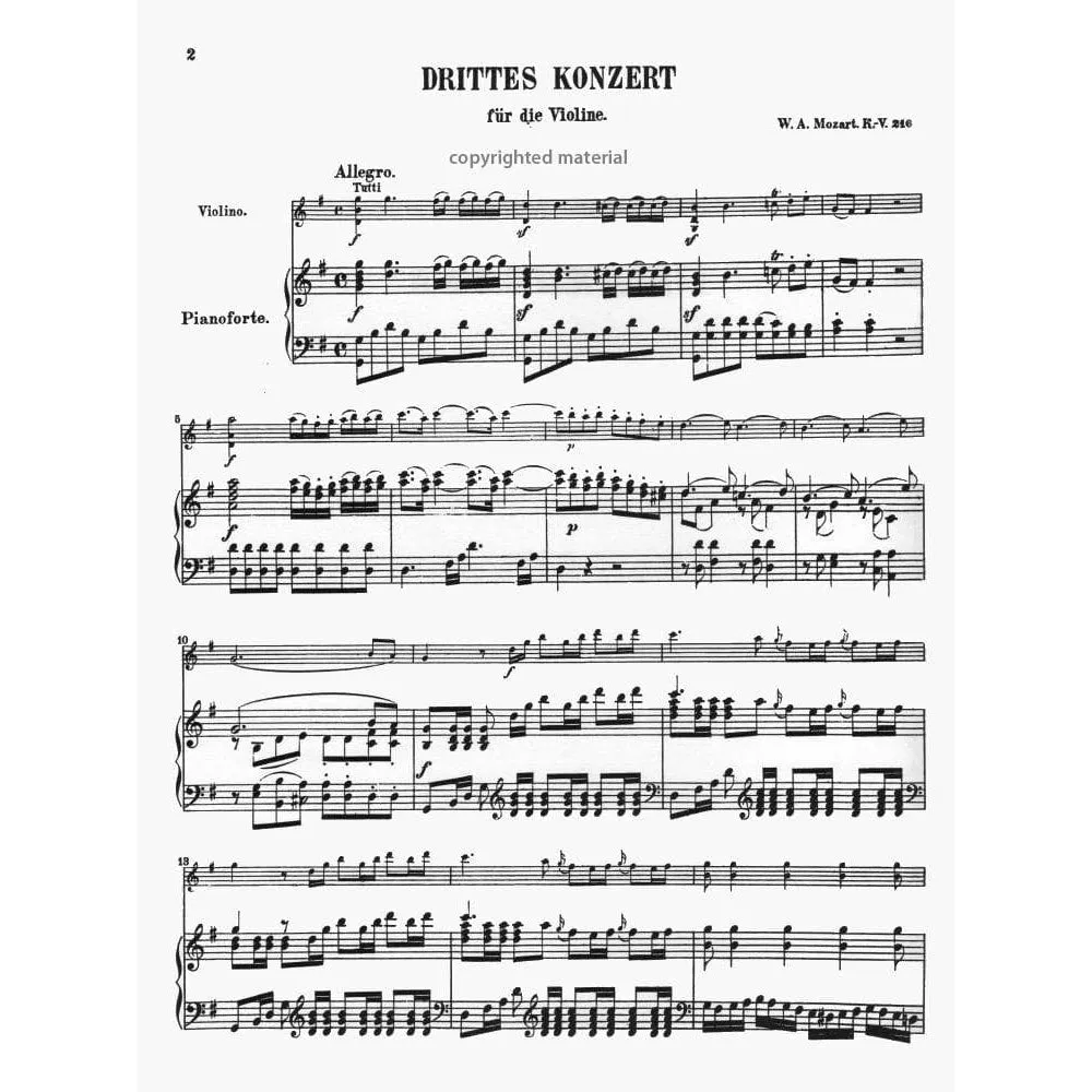 Shar Mozart K 216 Konzert G-Dur Violine Klavier Kalmus