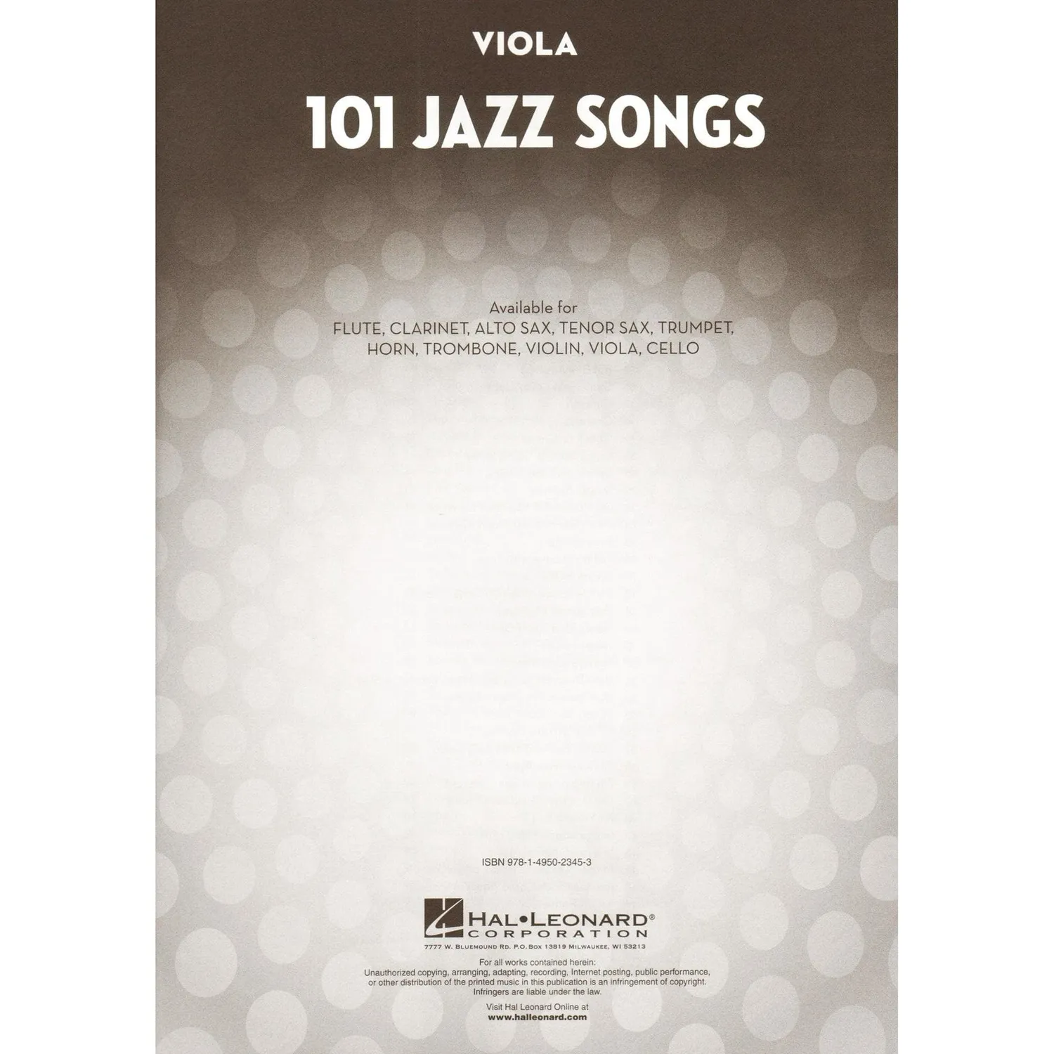 101 Jazz Songs Viola Notenbuch mit Akkorden