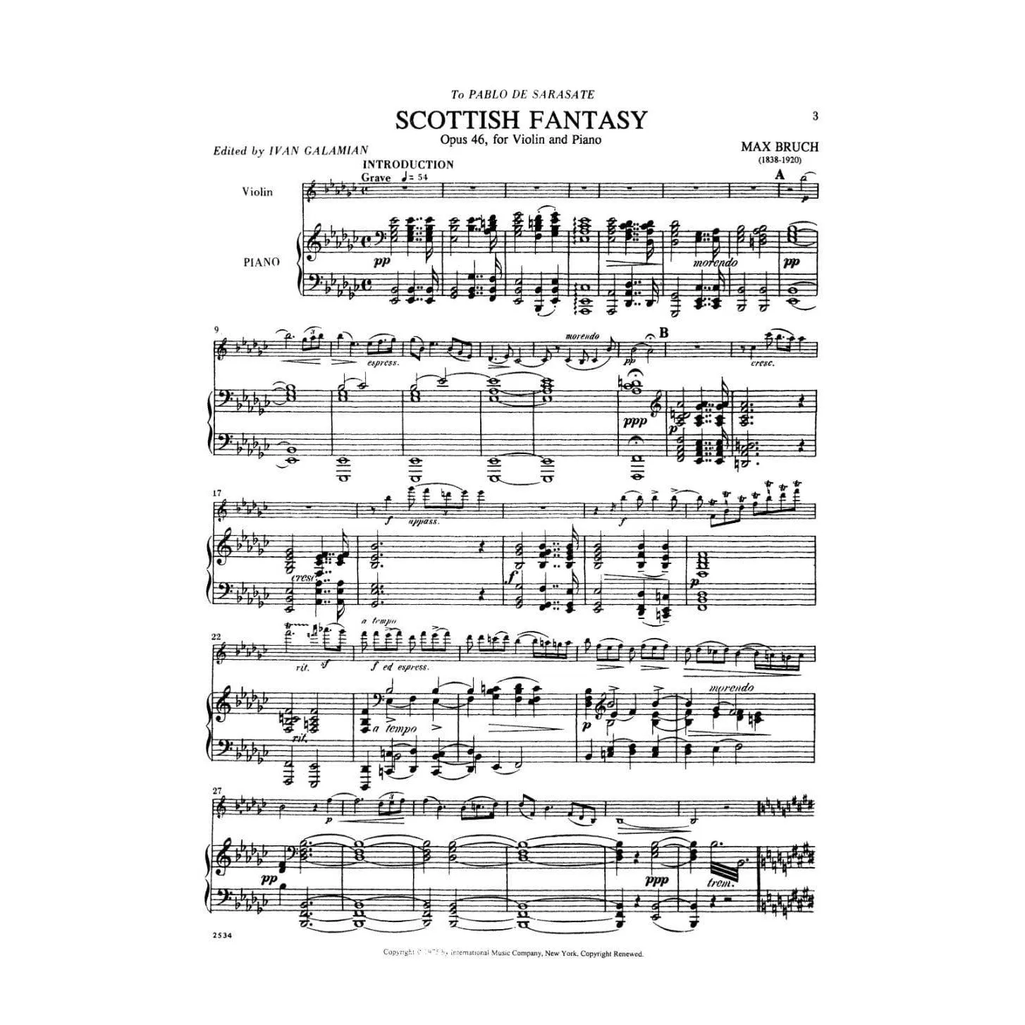 Shar Music Bruch Scottish Fantasy Op 46 Noten Violine Klavier