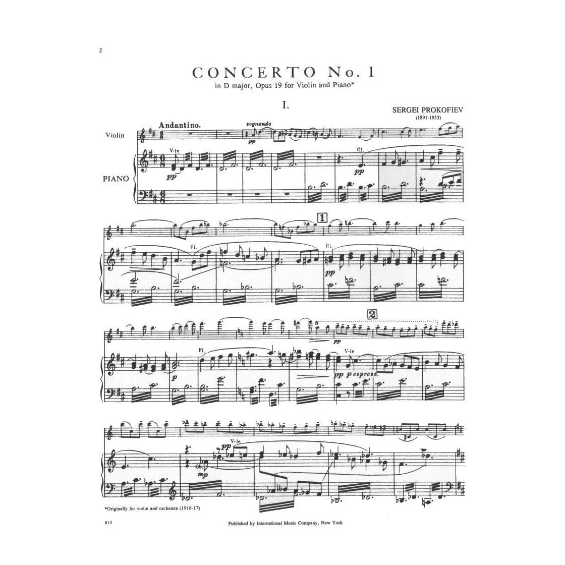 International Prokofjew Konzert 1 D-Dur Op 19 Violine