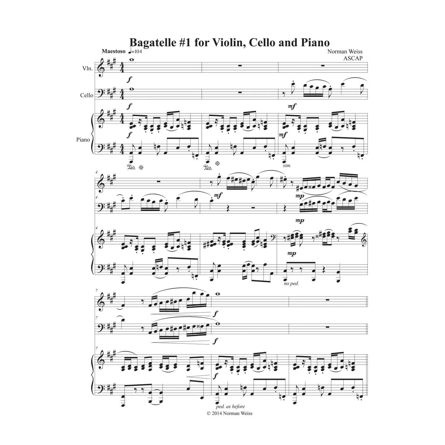 Weiss Six Bagatelles Klaviertrio Noten Download