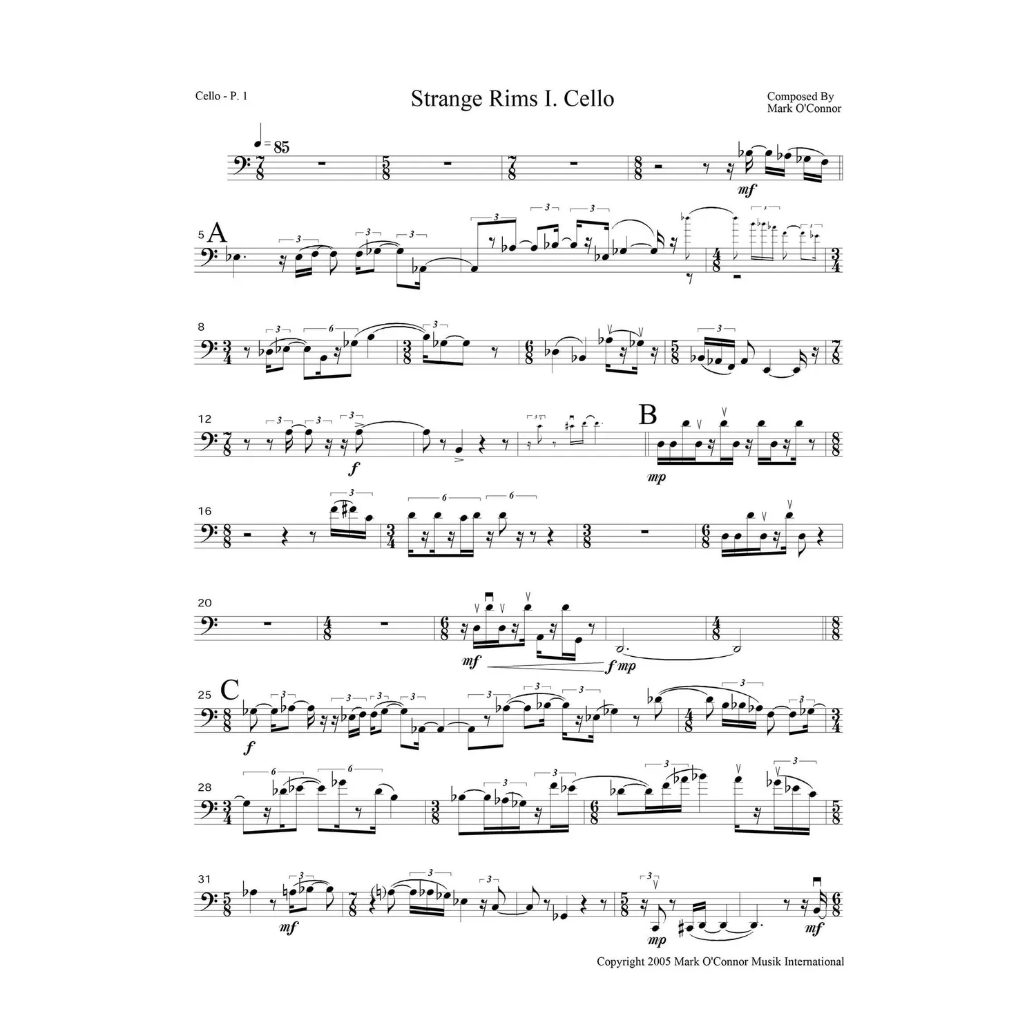 Shar Music O'Connor Piano Trio No.2 Cello Noten Download