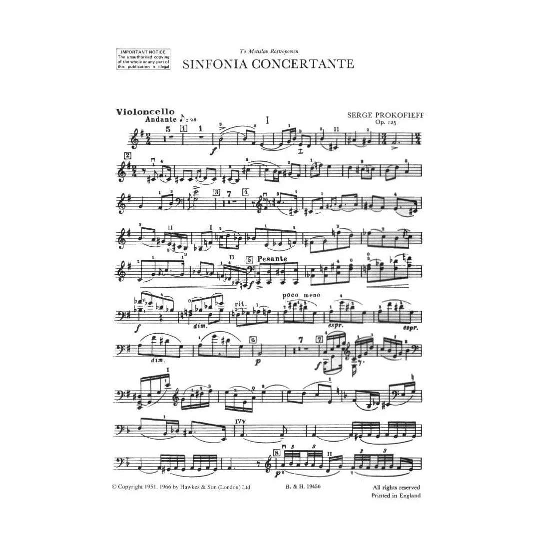 Boosey Prokofiev Op.125 Cello Klavier Noten Rostropovich