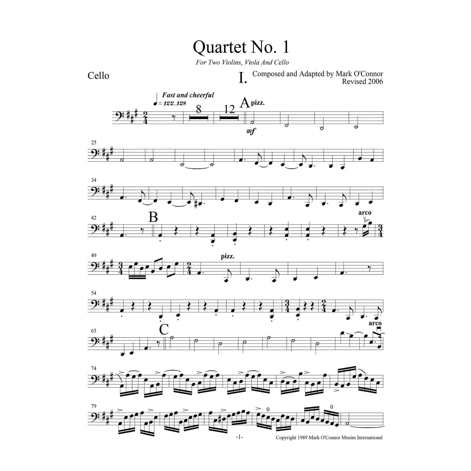 Mark O'Connor Quartet Cello-Noten Download 4 Sätze