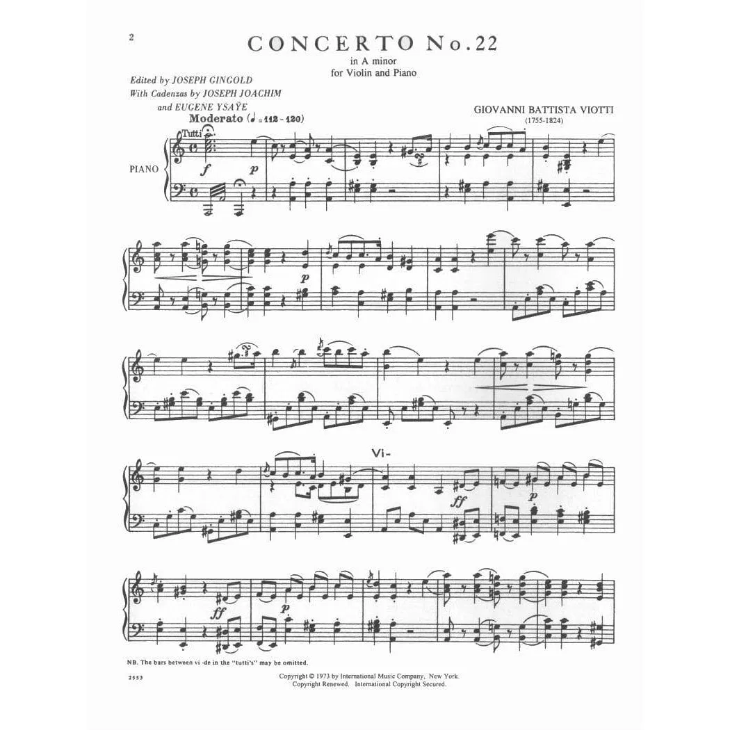 International Viotti Konzert Nr. 22 a-Moll Violinnoten