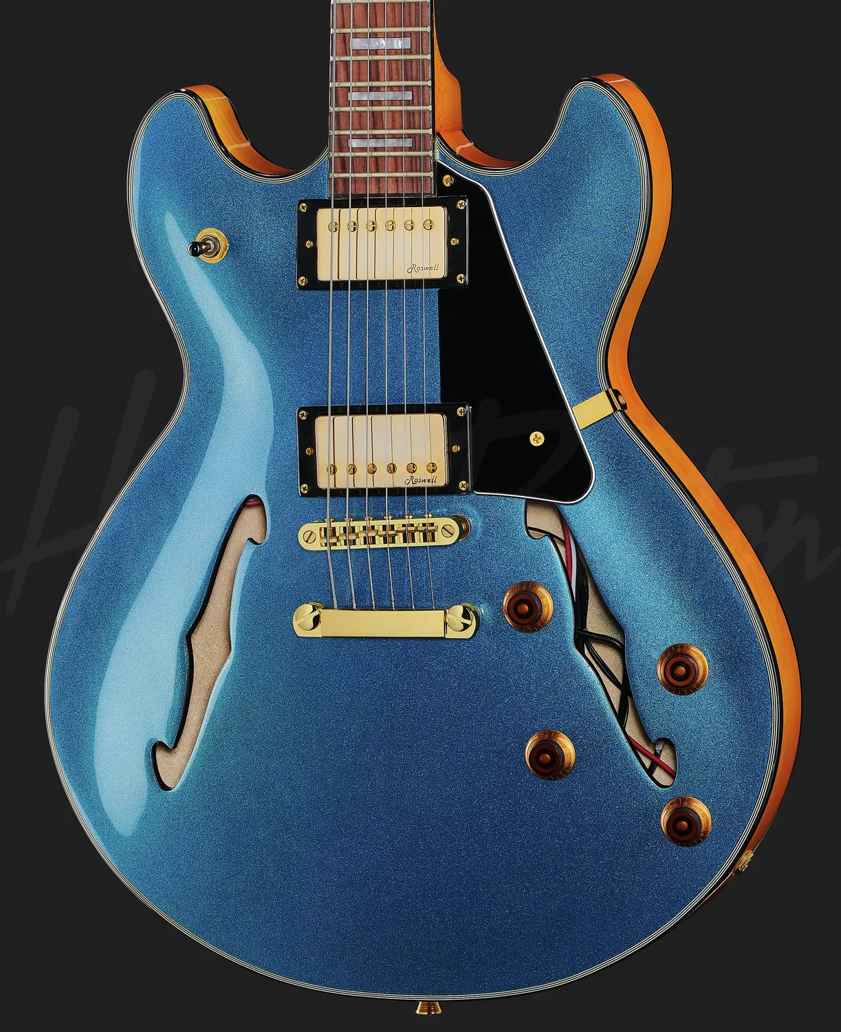 Harley Benton Deluxe HB-35Plus E-Gitarre Metallic Blue halbakustisch