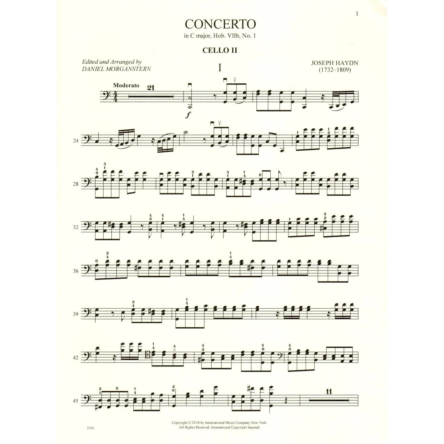 Haydn Konzert C-Dur Cellonoten Morganstern Solo