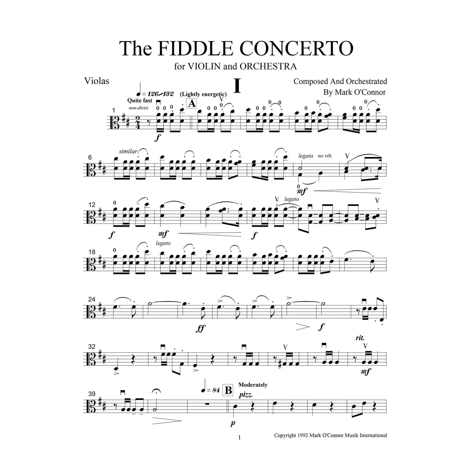 Shar Music O'Connor Fiddle Concerto Noten Violine Orchester Download
