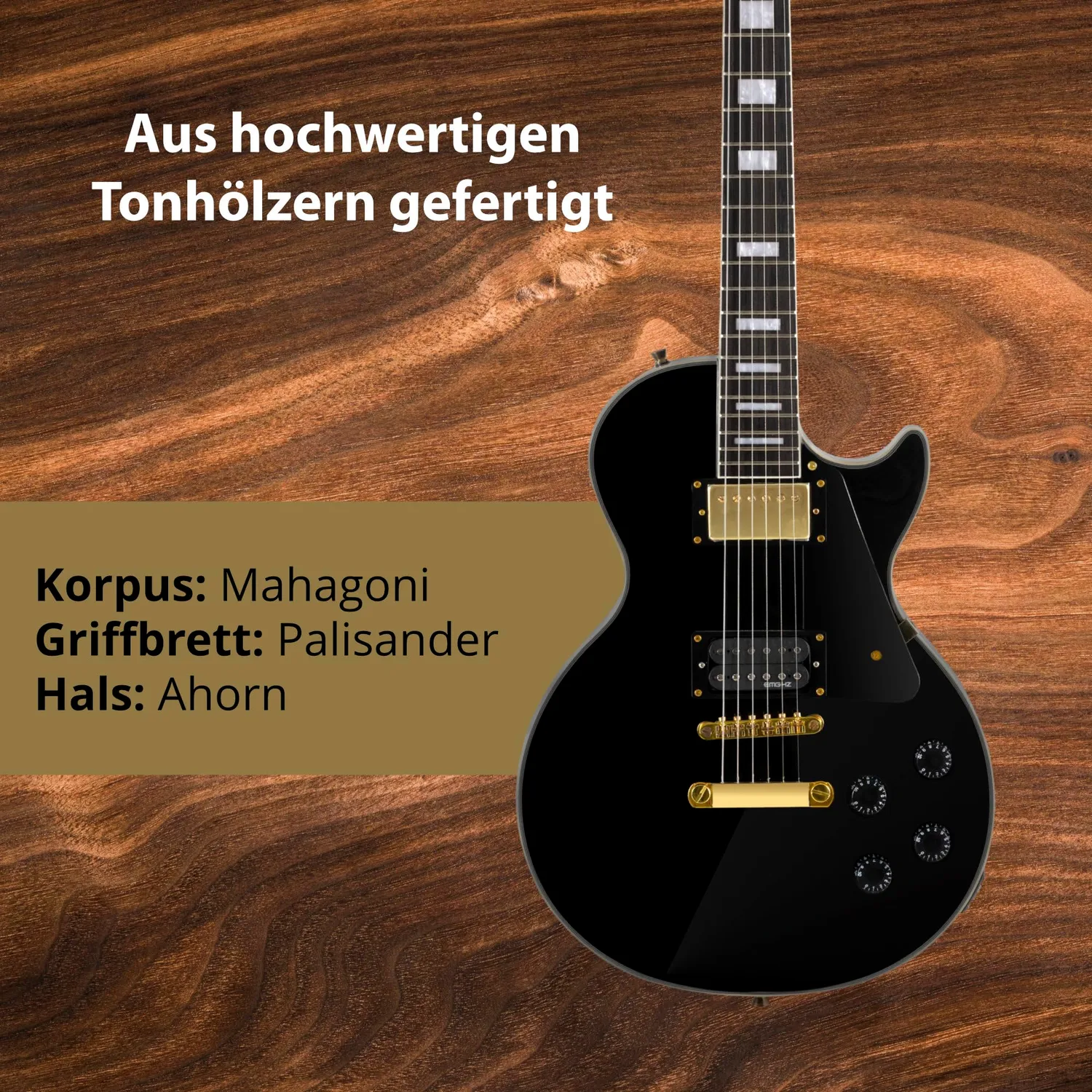Rocktile Pro L-200BK Deluxe E-Gitarre Schwarz Humbucker