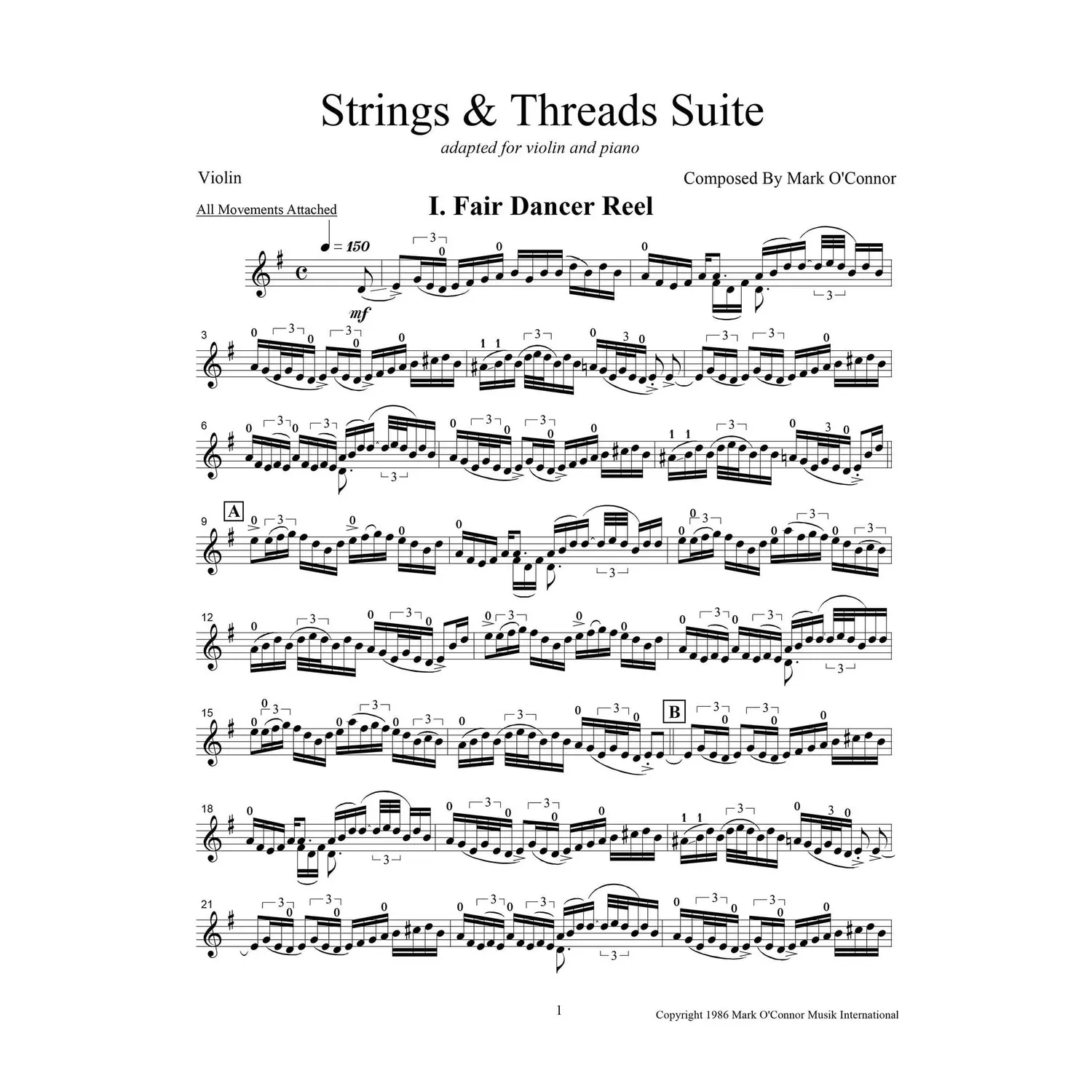 O'Connor Strings & Threads Suite Violin-Noten Download