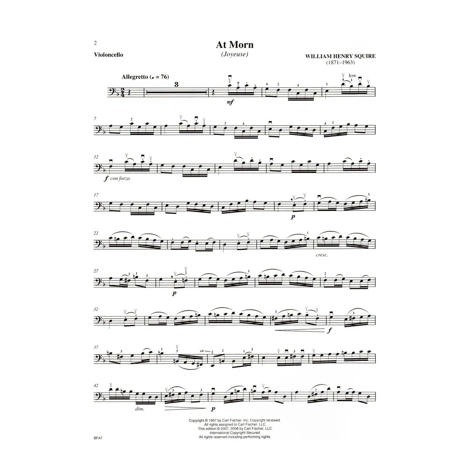 Carl Fischer Squire Cello Solo Collection Noten Cello Klavier