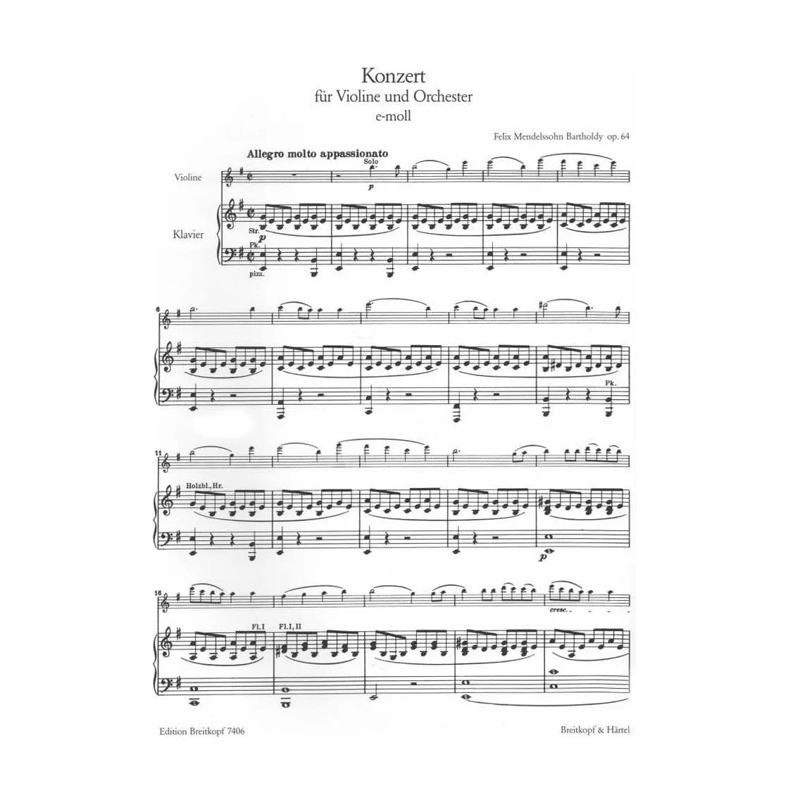 Shar Music Mendelssohn Konzert e-moll Op 64 Noten Violine Klavier