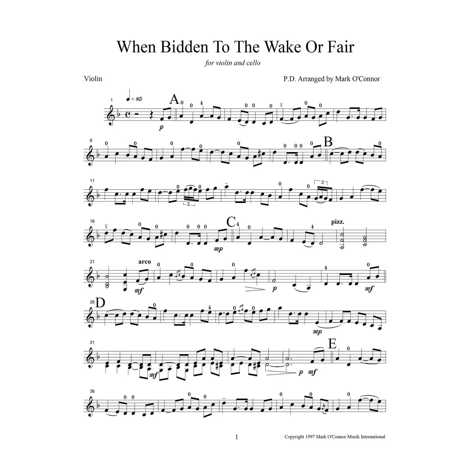 O'Connor When Bidden to the Wake Noten Download Violine
