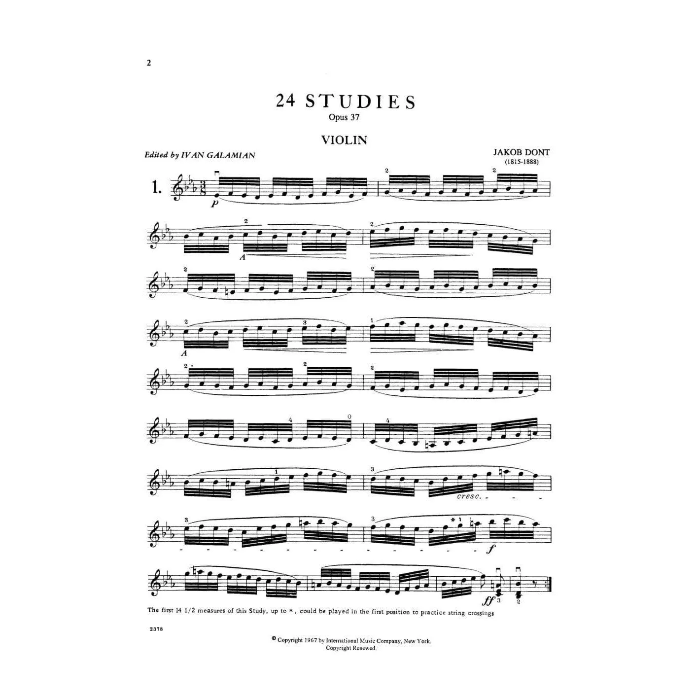 International Dont 24 Etüden Op 37 Noten Violine Galamian