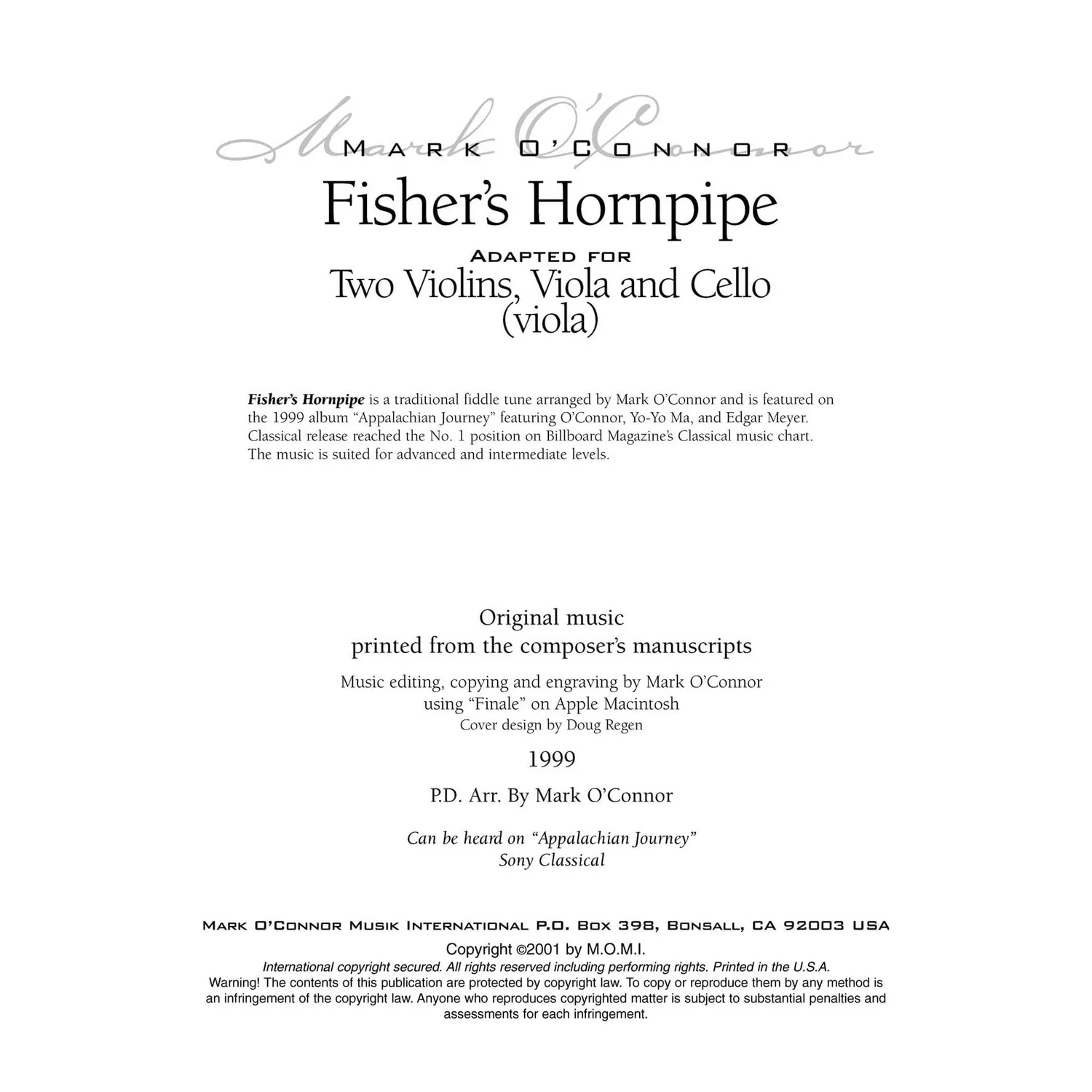 Mark O'Connor Fisher's Hornpipe Noten Viola Download