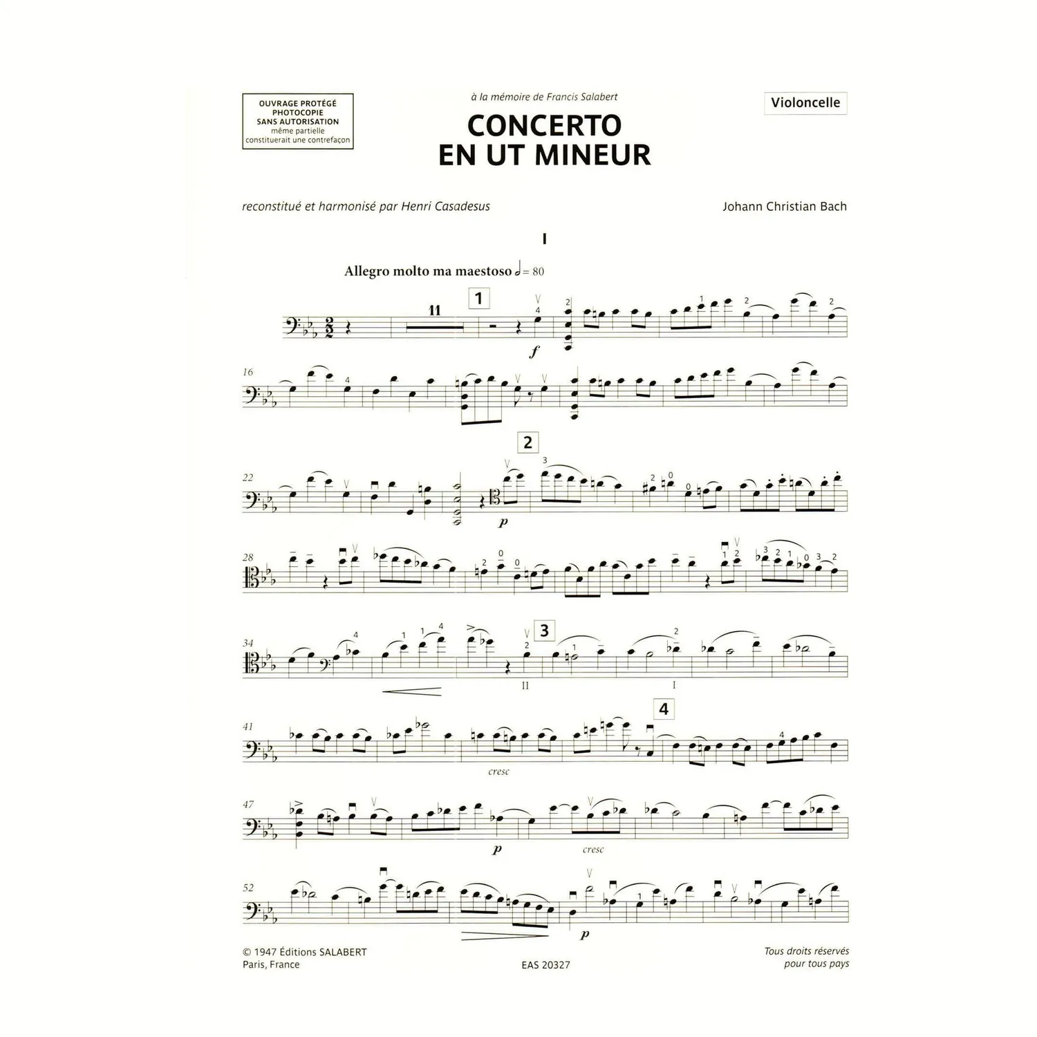 Bach Casadesus Konzert c-moll Noten Cello Klavier