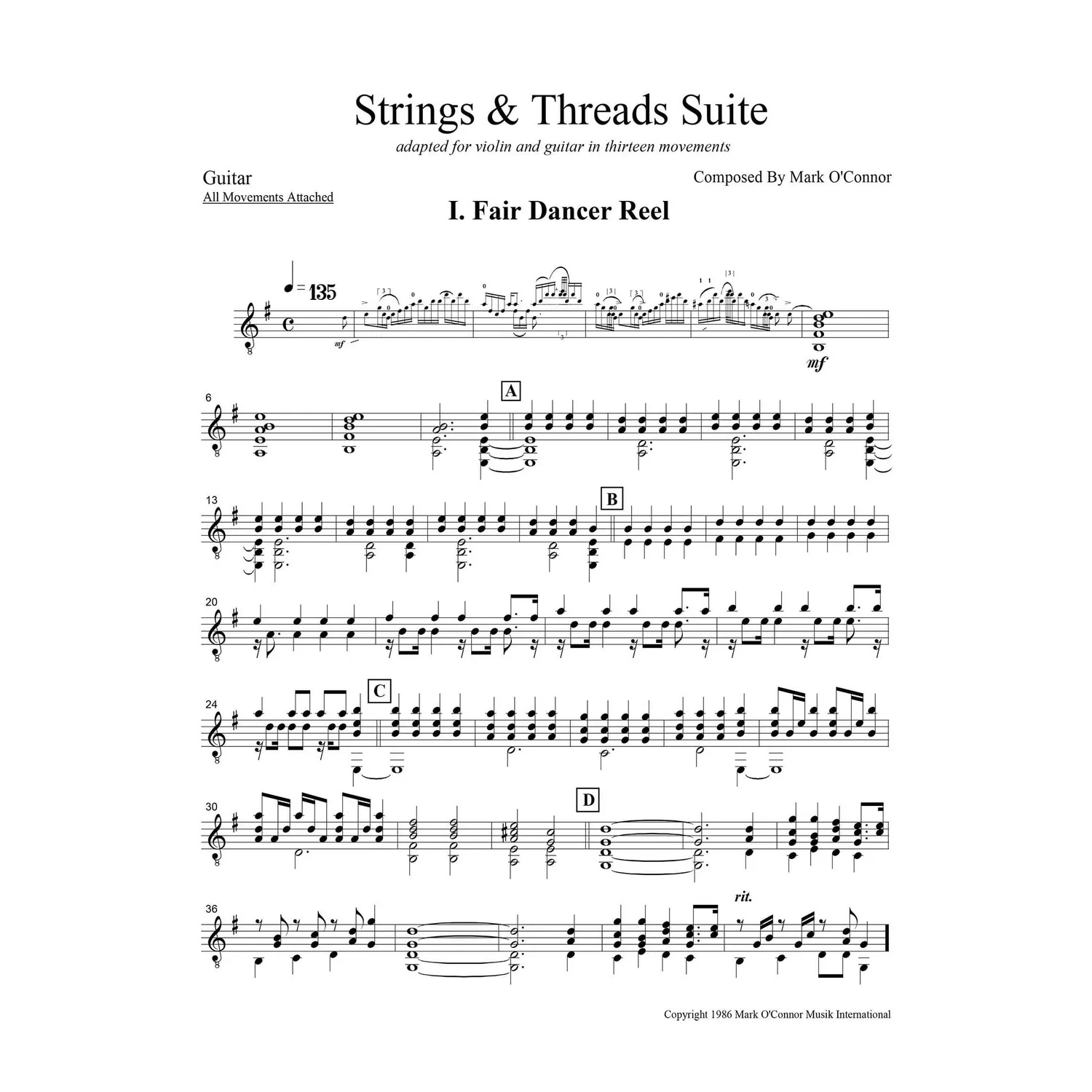 Mark O'Connor Strings Threads Suite Noten Gitarre Download