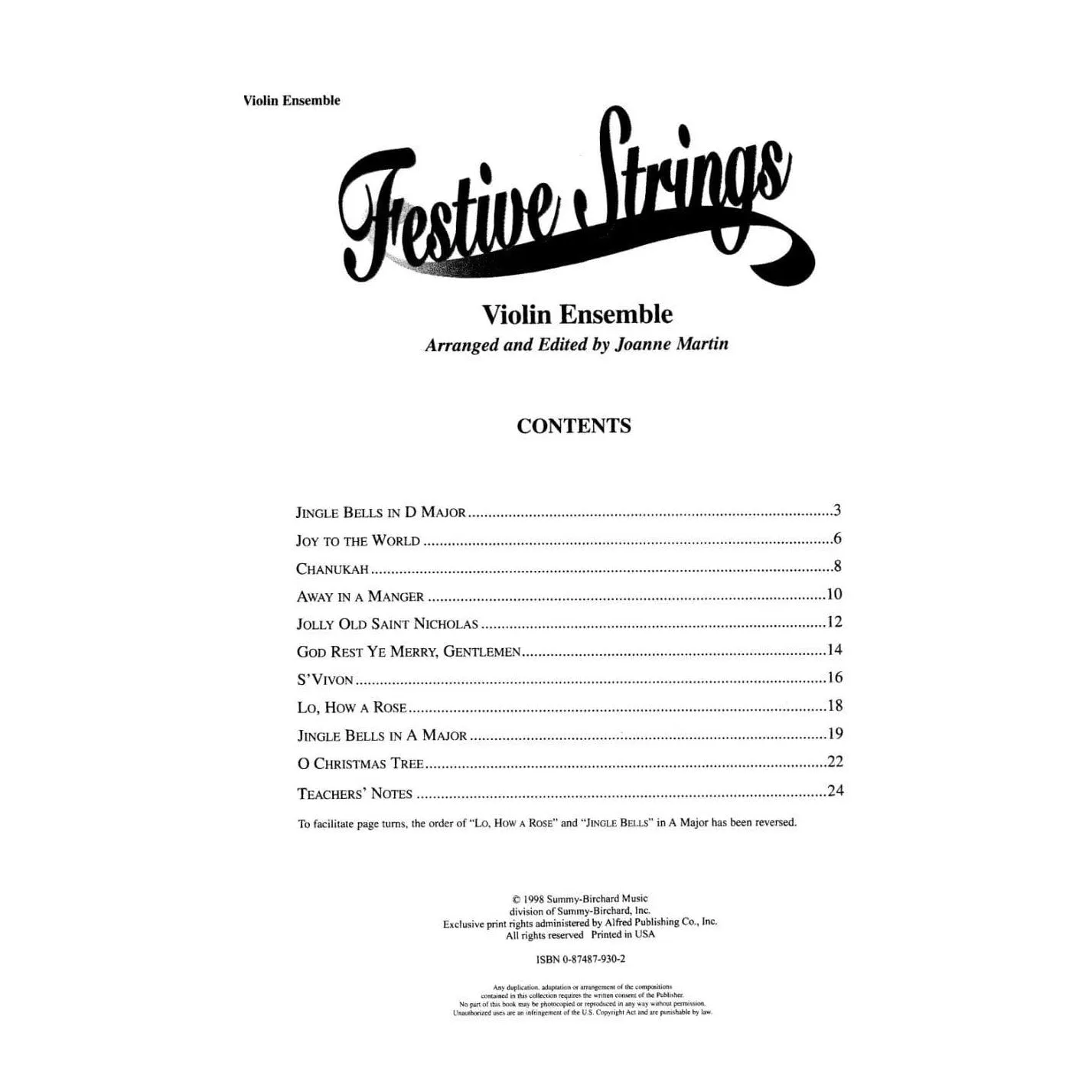 Joanne Martin Festive Strings Noten 4 Violinen