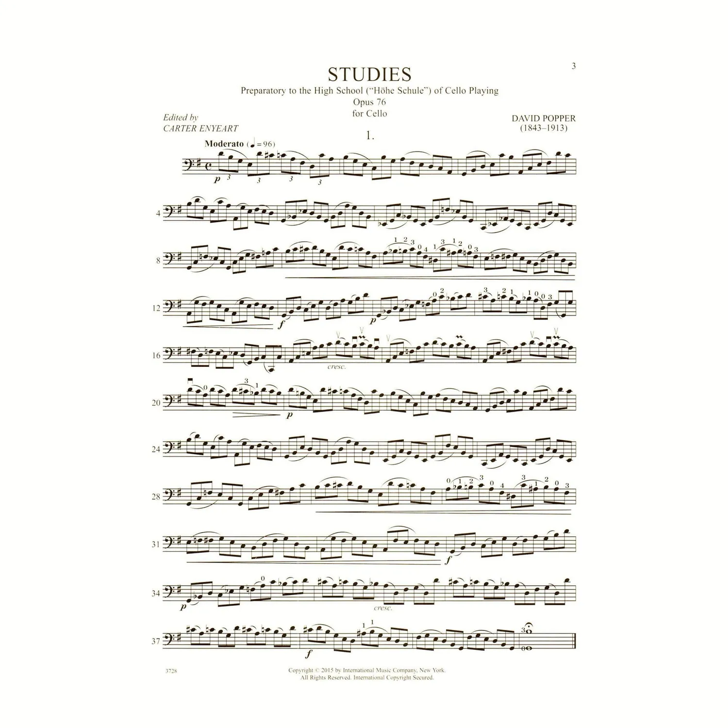 Popper Op.76 Cello-Etüden Noten International mittelschwer