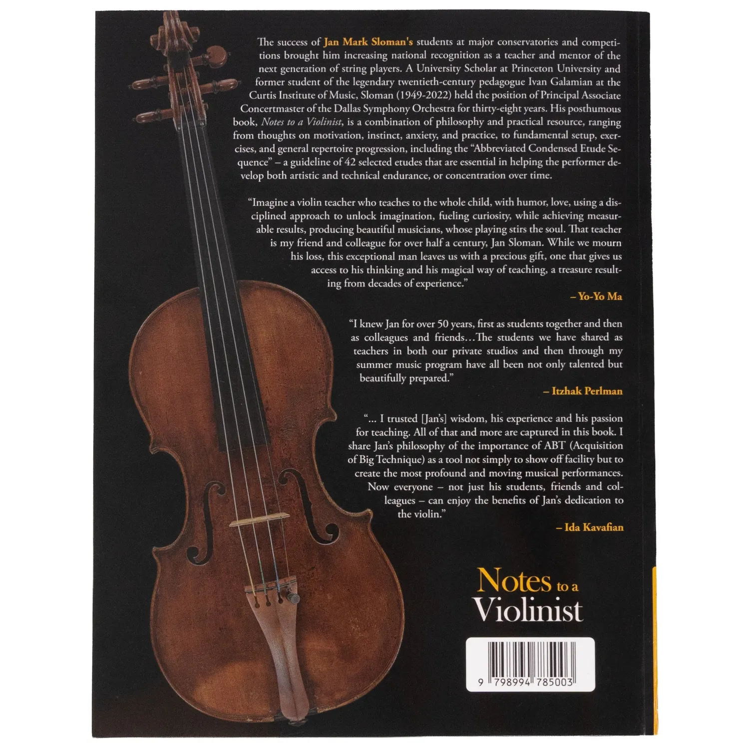 Shar Music Sloman Notes to a Violinist Geigenbuch