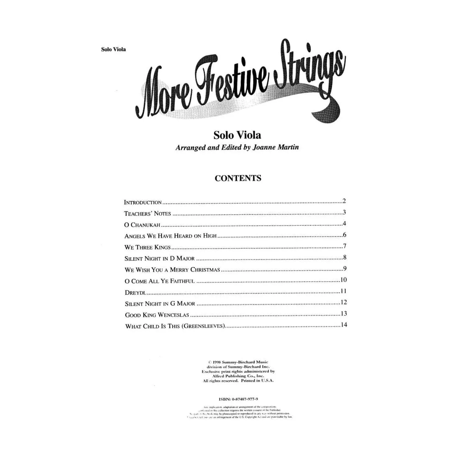 Joanne Martin More Festive Strings Solo Viola Noten