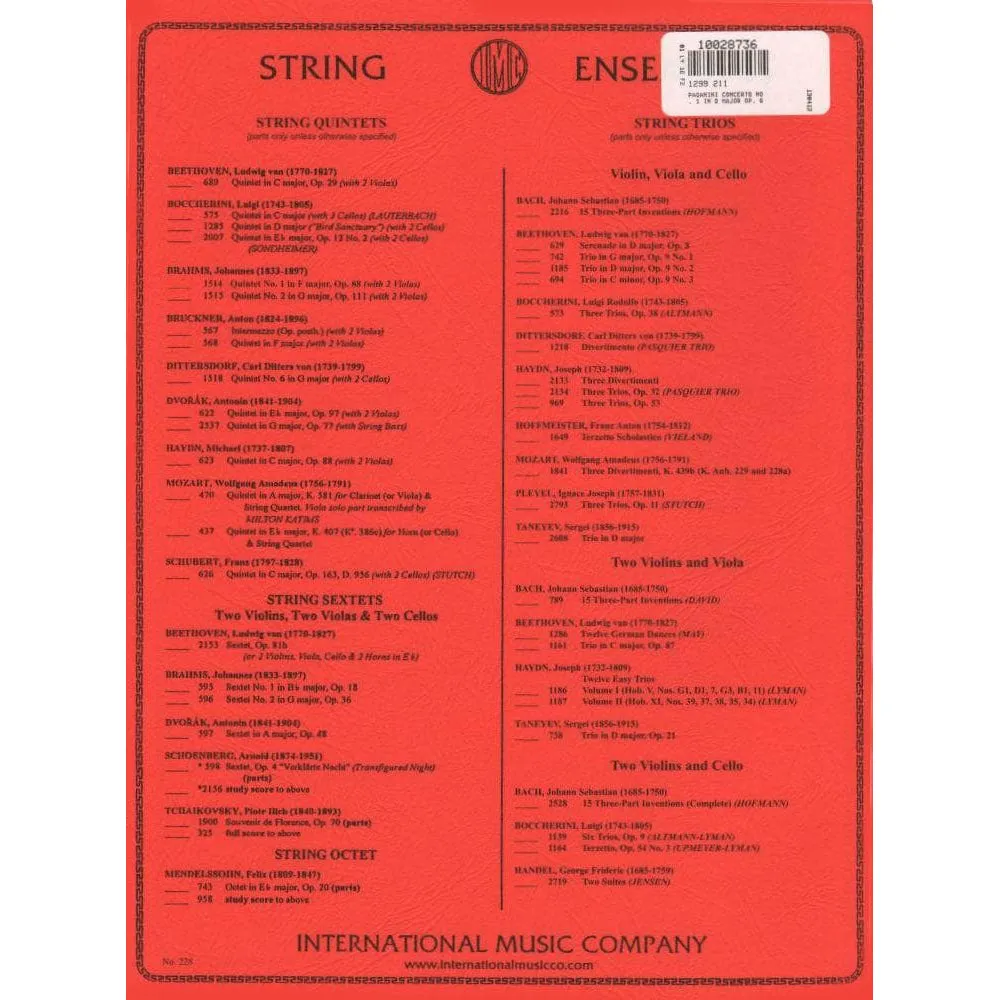 International Music Company Paganini Konzert 1 D-Dur Op.6 Violine Klavier Noten
