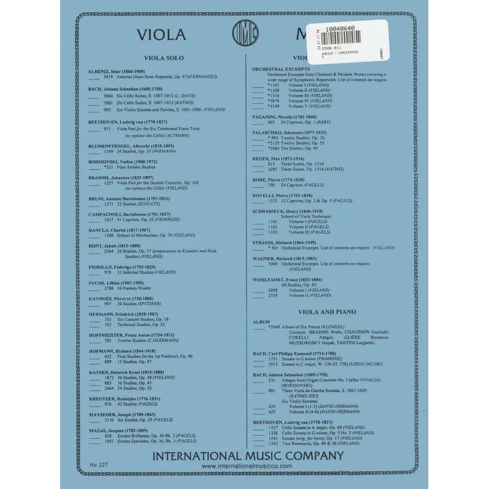 Enescu Concertpiece Noten Viola Klavier International