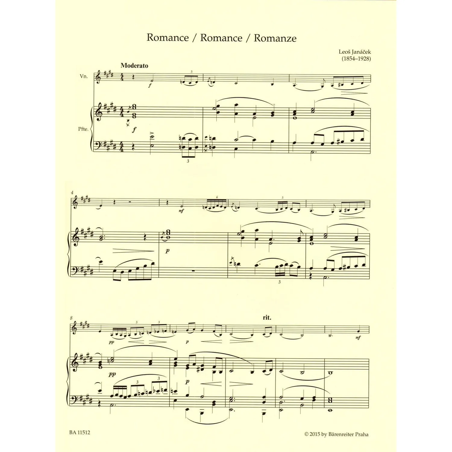 Bärenreiter Janacek Werke Violine Klavier Urtext Noten