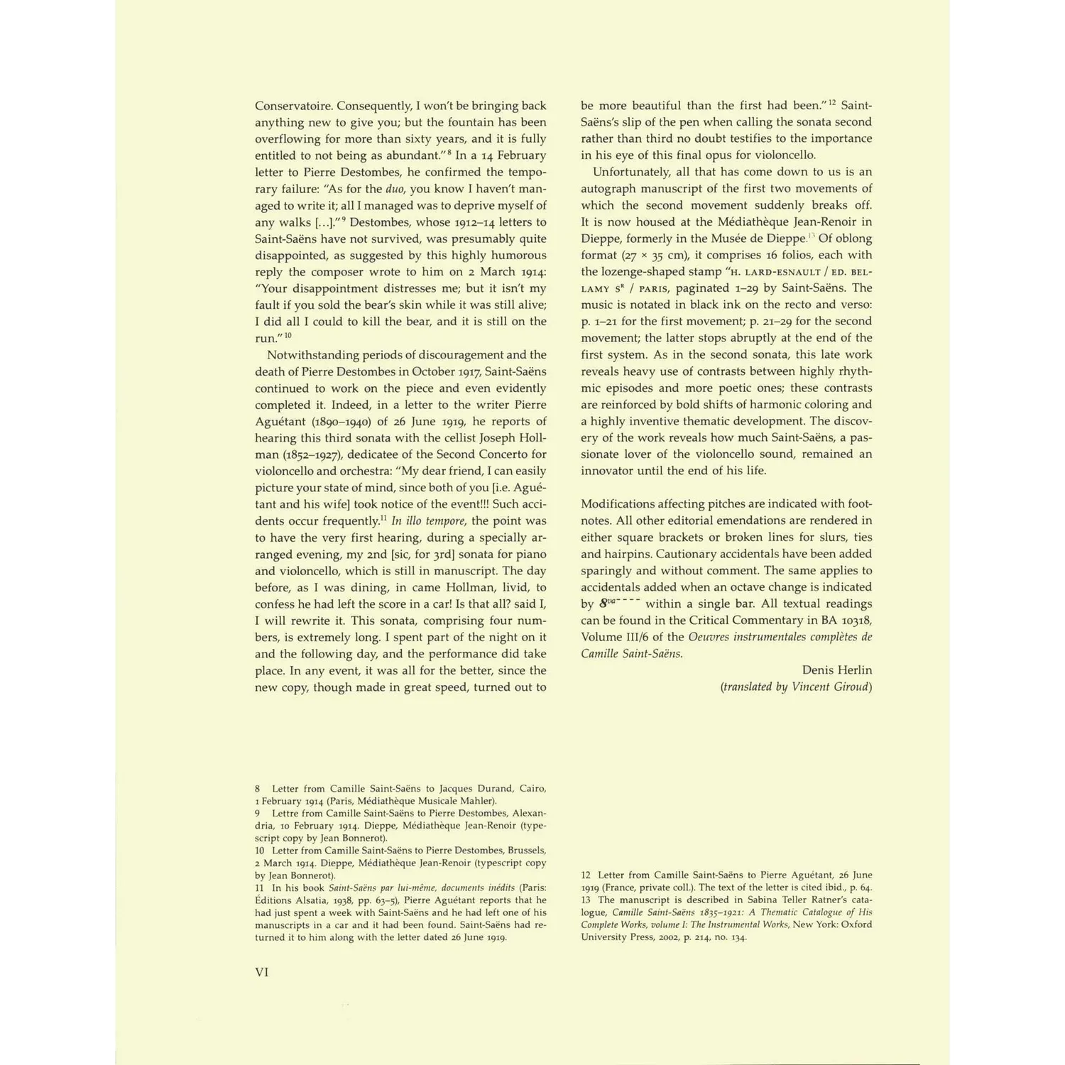 Bärenreiter Saint-Saëns Sonate D-Dur Noten Cello Klavier Urtext