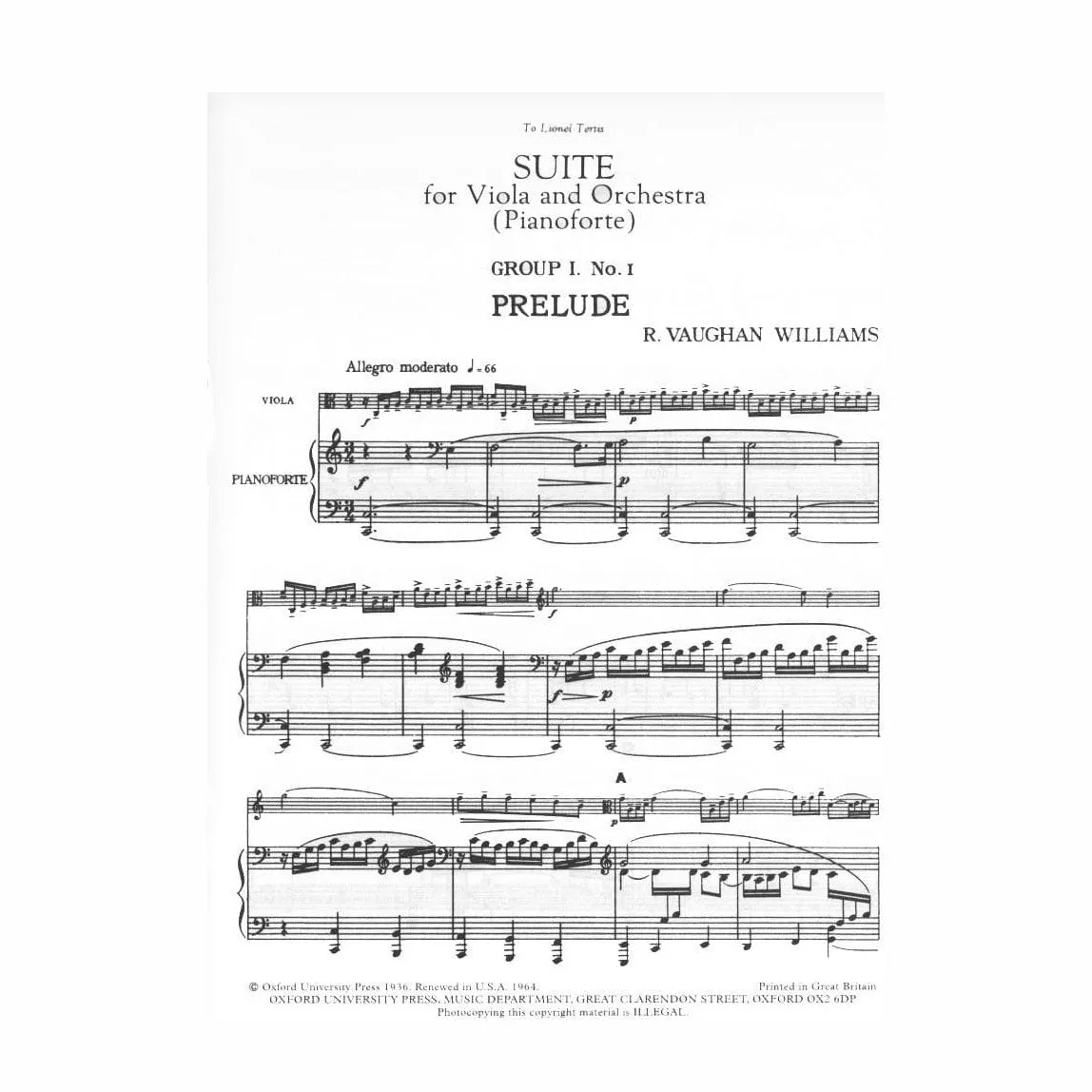 Oxford Vaughan Williams Suite Viola Klavier Noten