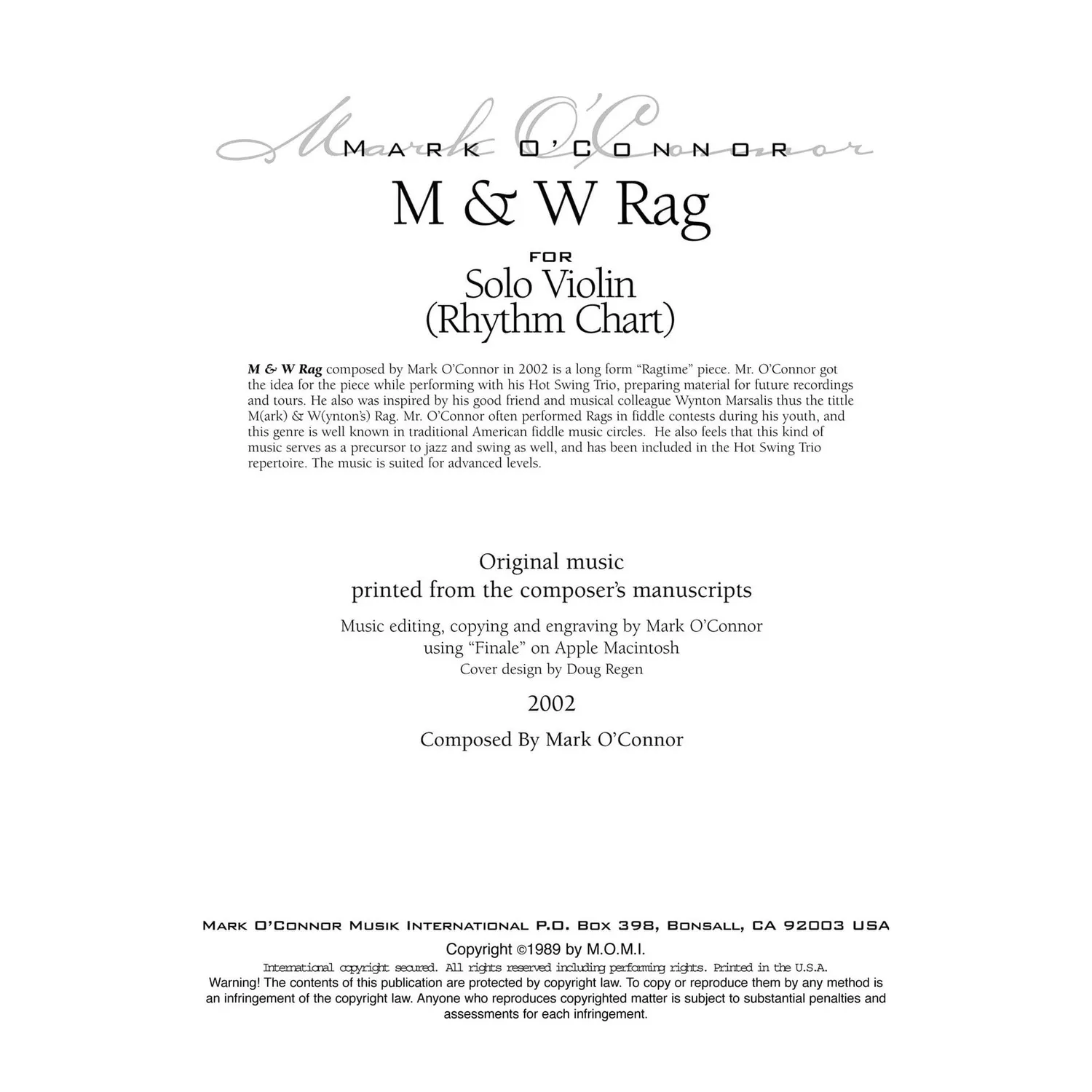Shar Music Mark O’Connor M & W Rag Noten Download Rhythm Chart