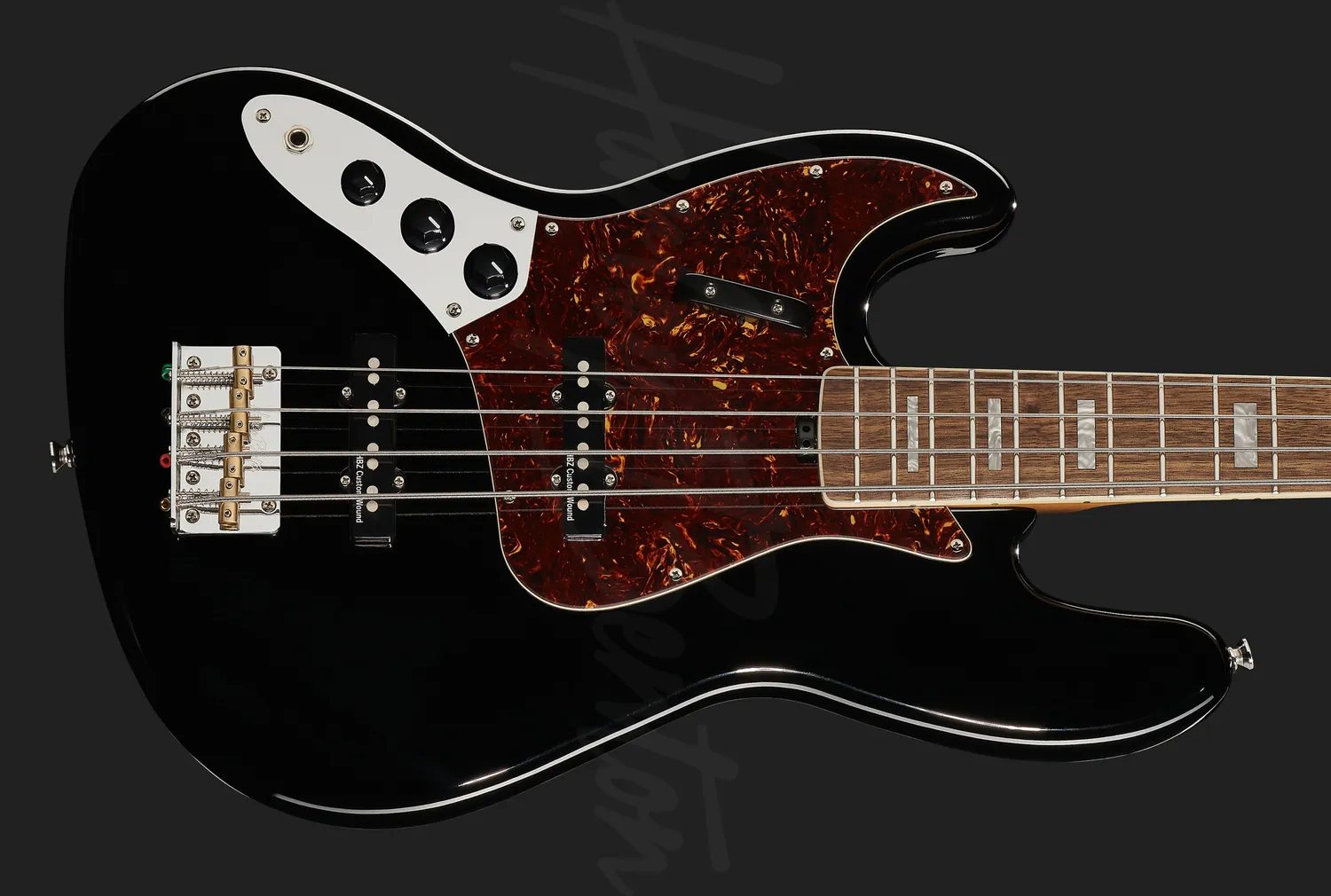 Harley Benton MV-4JB E-Bass Linkshänder Schwarz Alnico