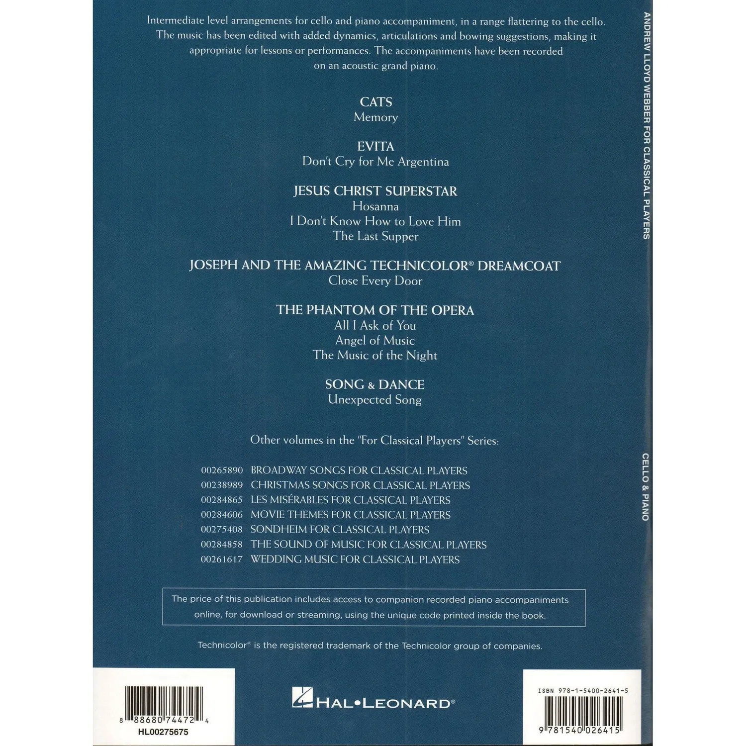 Shar Music Lloyd Webber Classical Players Noten Cello Klavier