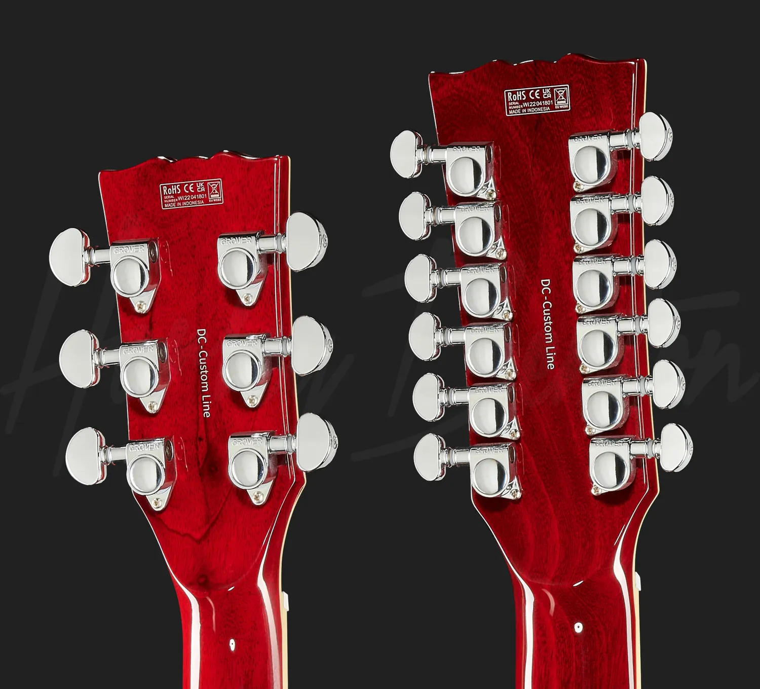 Harley Benton Vintage DC-Custom Cherry 612 Double-Neck E-Gitarre