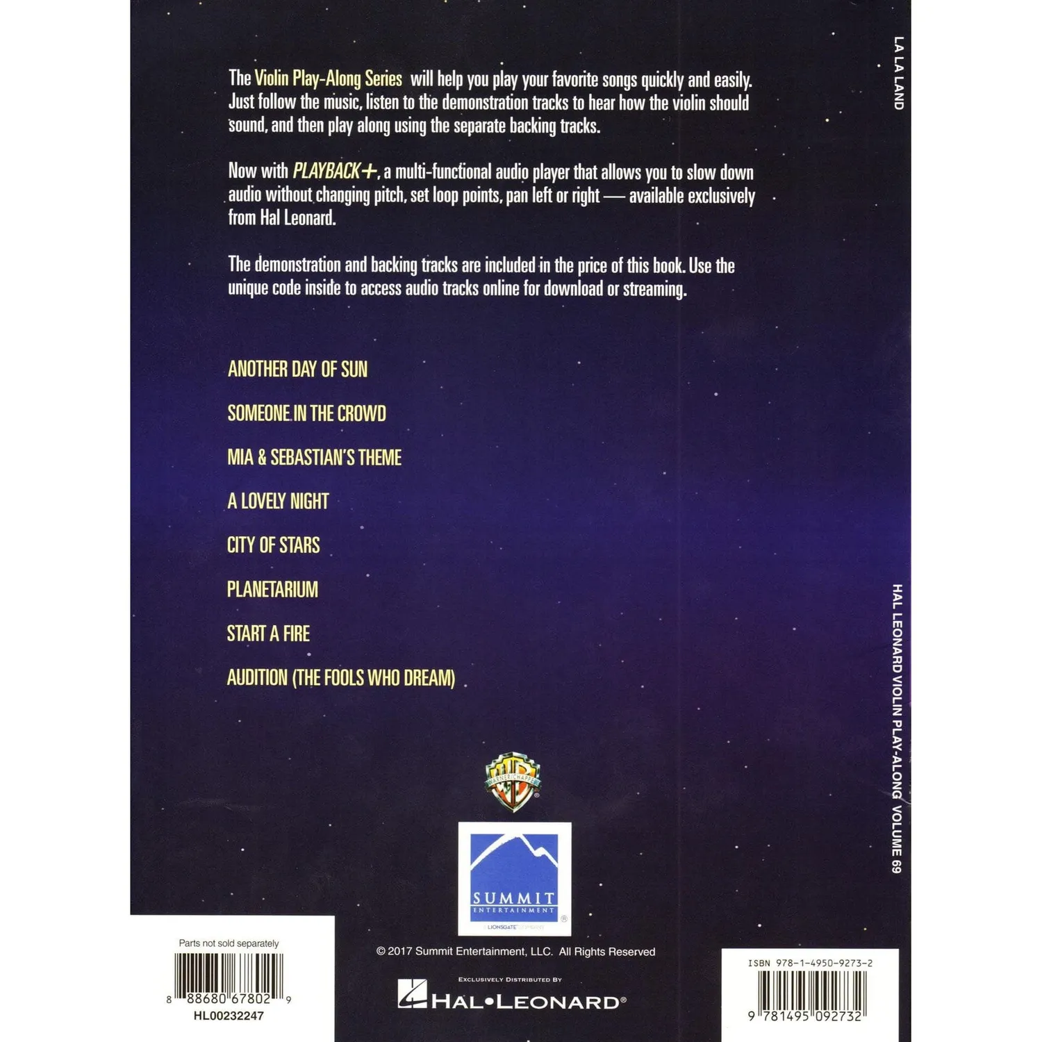 Hal Leonard La La Land Violine Noten Play-Along Vol 69 Audio