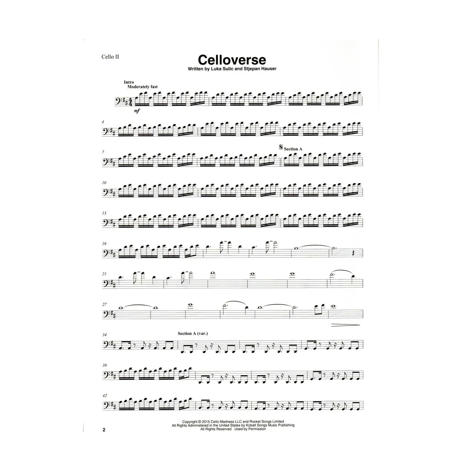 Shar Music 2 Cellos Collection Noten Cello-Duett 10 Stücke