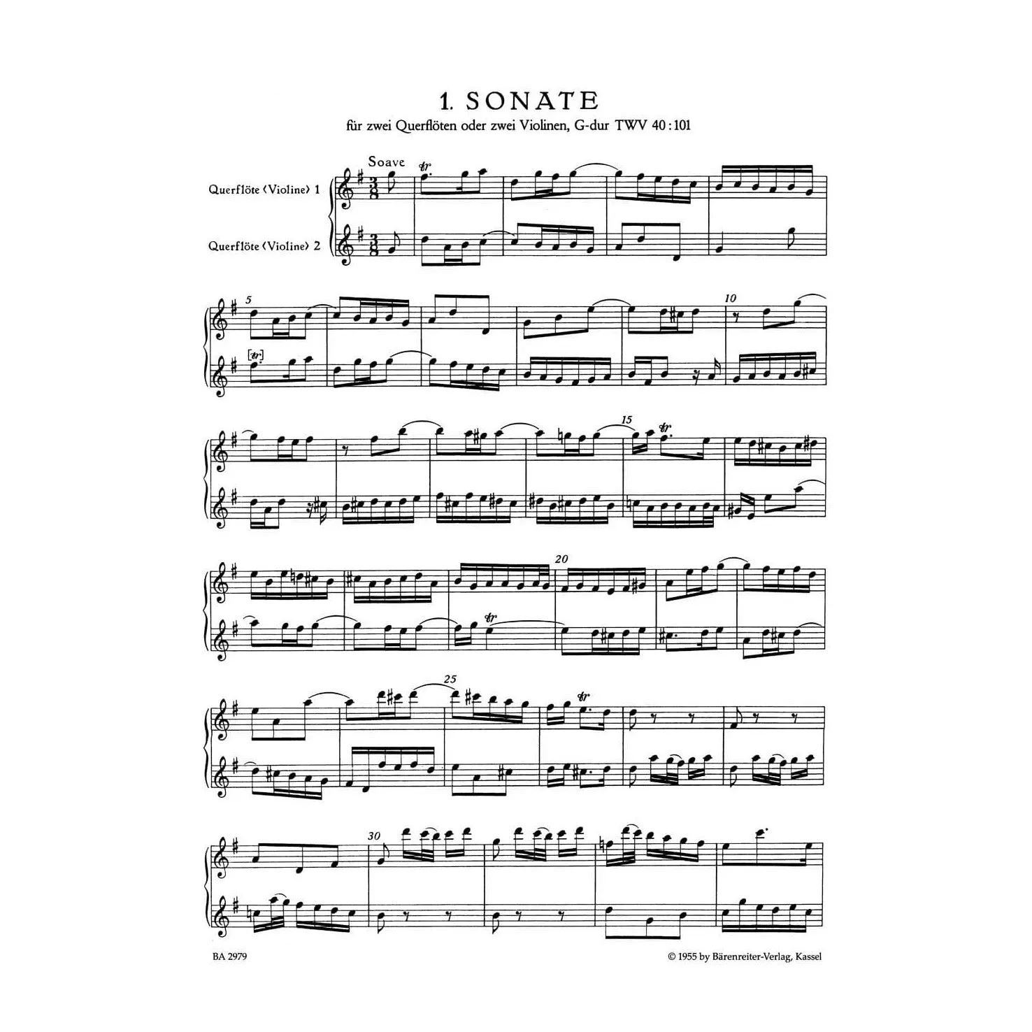 Bärenreiter Telemann Sechs Sonaten Op 2 Noten Vol I Urtext