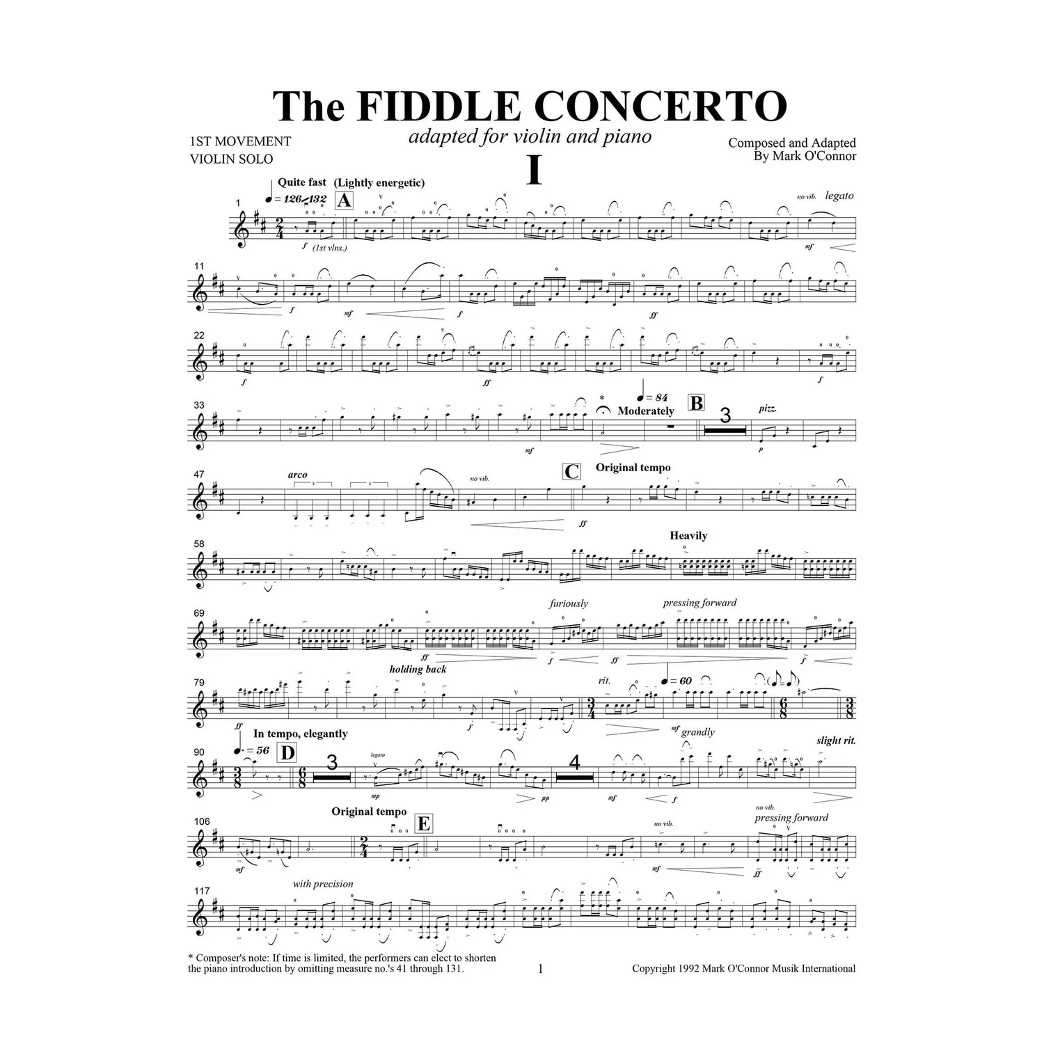 O'Connor Fiddle Concerto Violinnoten Download Klavier