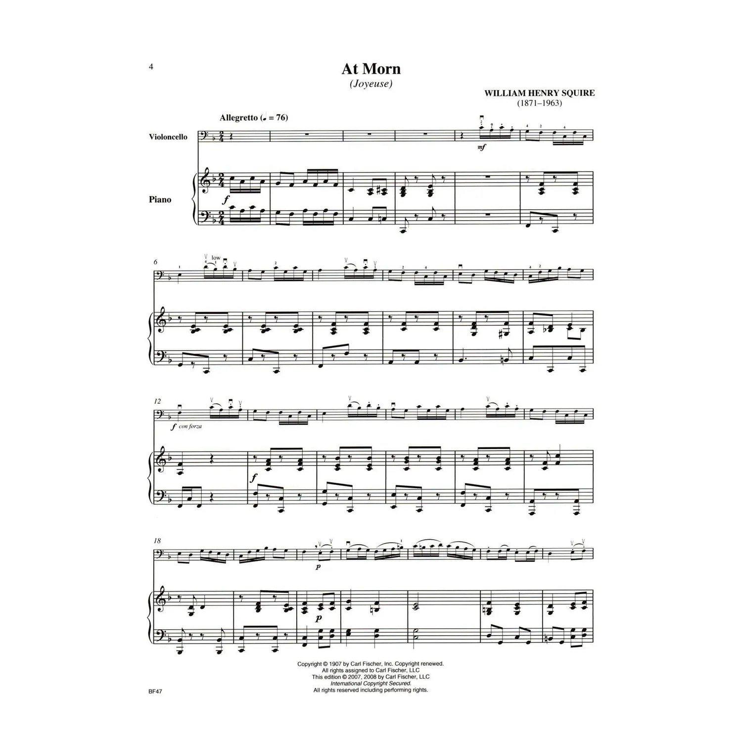 Carl Fischer Squire Cello Solo Collection Noten Cello Klavier