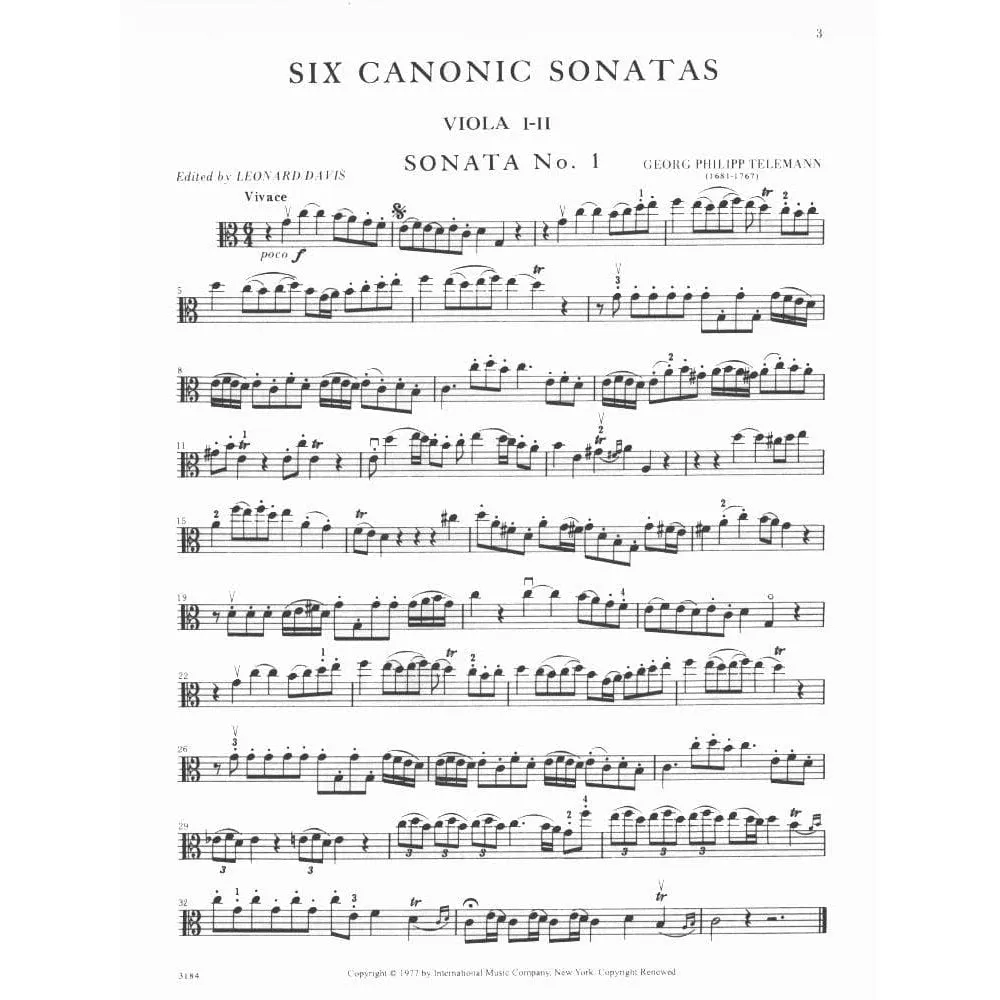 Telemann Sechs Kanonsonaten TWV40 Viola Duo International