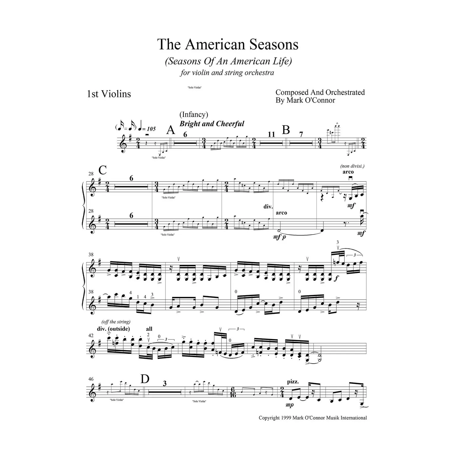OConnor American Seasons Violine Orchester Noten Download 1. Violine